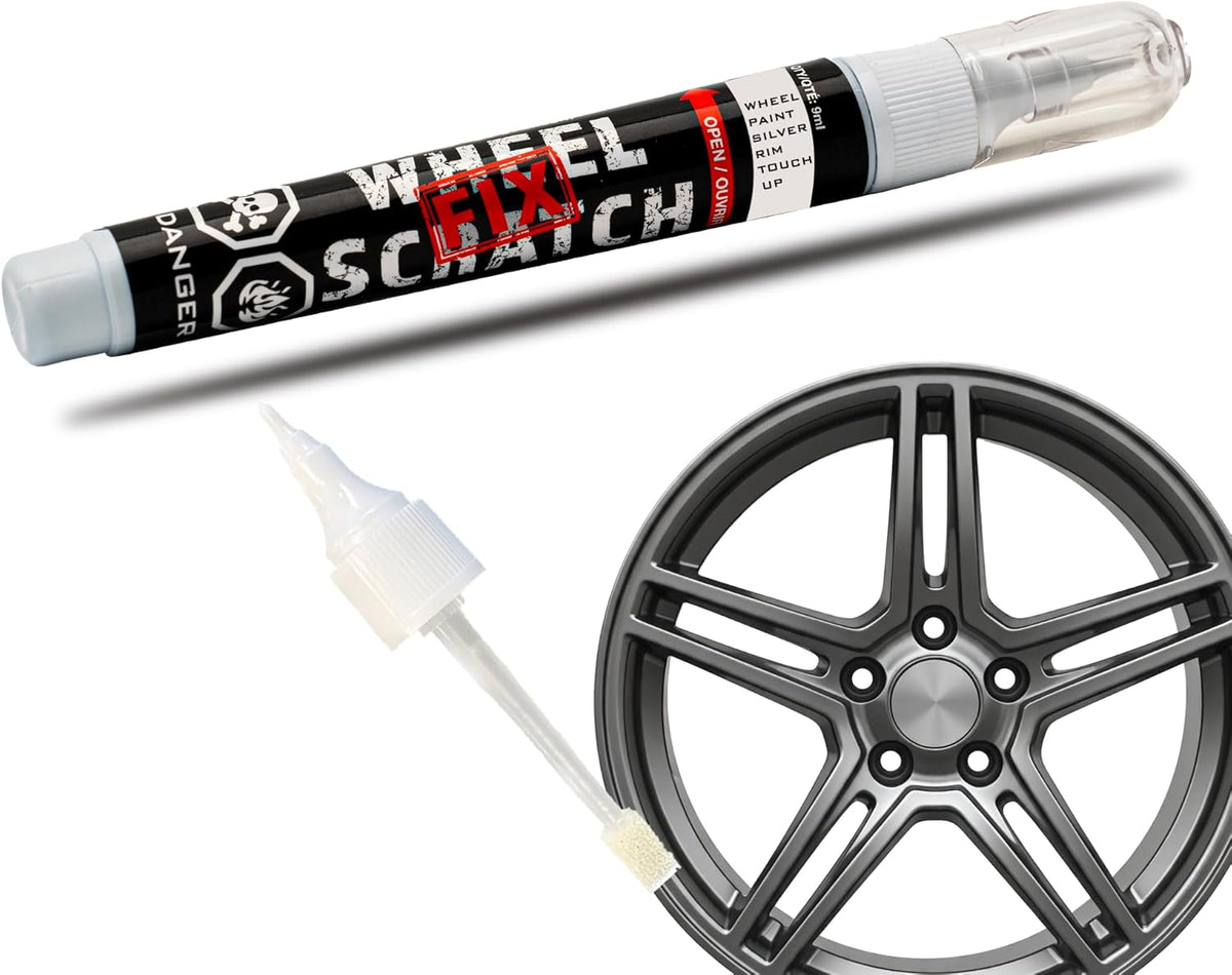 Silver Rim Touch Up Paint, Car Wheel Scratch Repair, Wheel Touch Up Paint Pen, curb rash repair, curb rim repair, Rim Alloy Silver Wheel Paint (Dark Silver Pen Only)