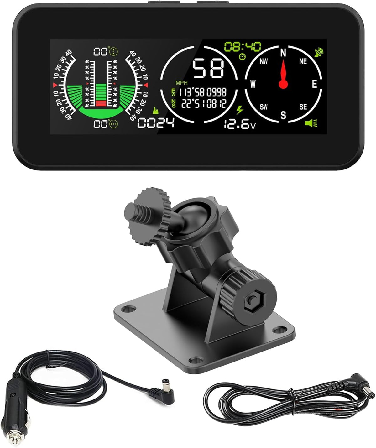 GPS Car Digital Inclinometer for Off Road Vehicles, Head Up Display DC 10-30v Multifunctional Vehicle Clinometer Digital Speedometer with Coordinate Display