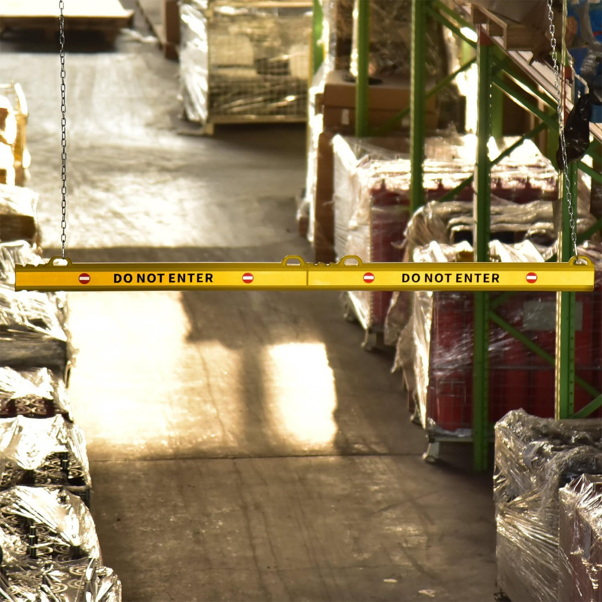 78" Parking Garage Height Clearance Bar - DO NOT ENTER & CLEARANCE 7' 3" - Hanging Crossbar by Chains, Yellow Reflective Parking Signs for Parking Lot, Warehouse, Garage Entrance and Exit