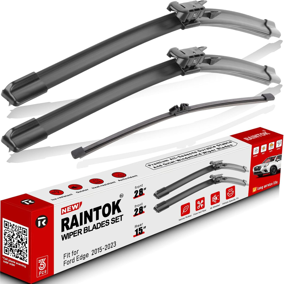 Windshield Wiper Blades Replacement for 2015-2023 Ford Edge Original Factory Quality Front Rear Wipers Blade Set for My Car - 28" 28" 15" (Pack of 3)