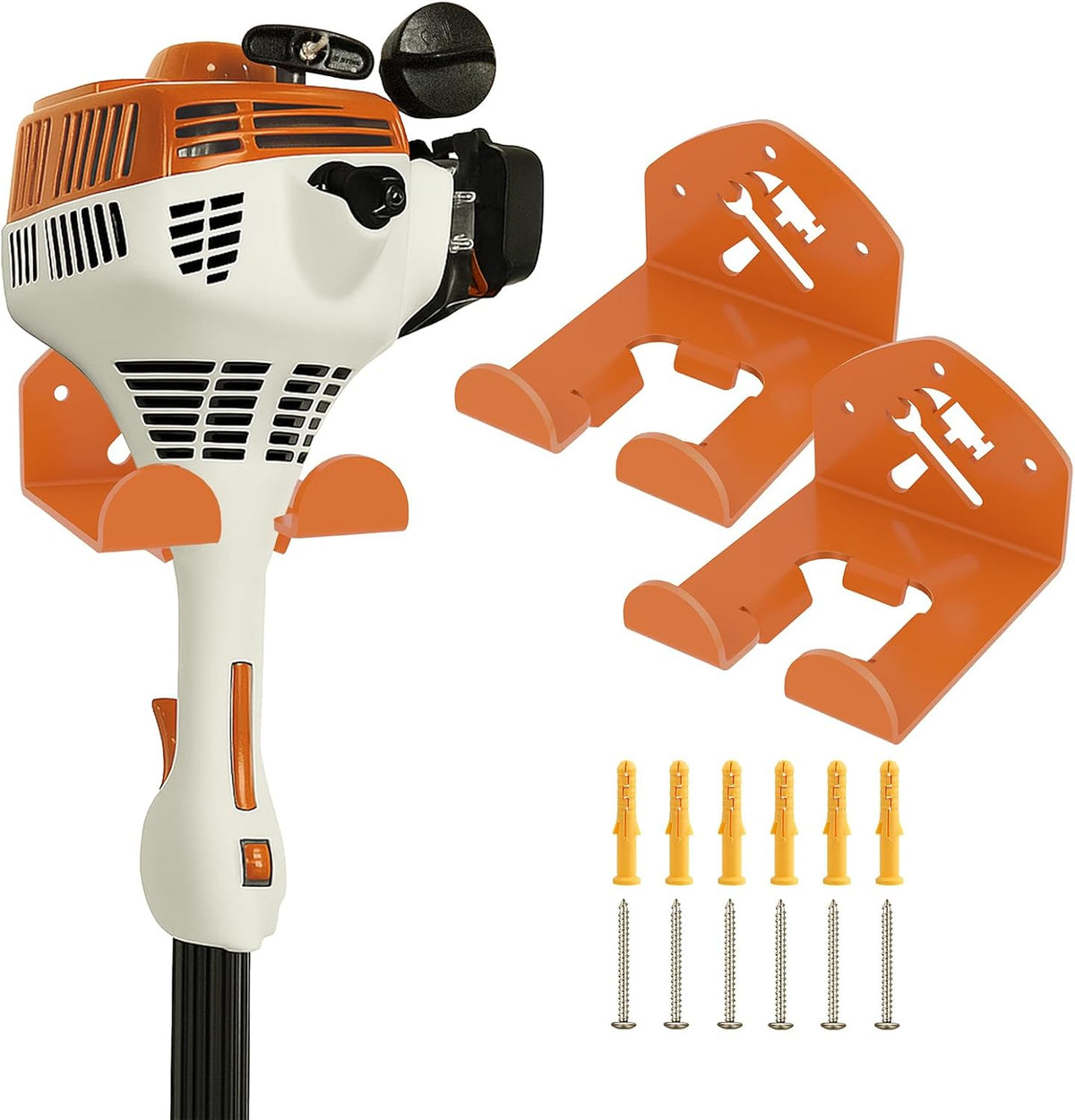 Garage Organization Storage Trimmer Rack Garden Power Tool Hanger for Grass Trimmer, Hedge Trimmer, Heavy Duty Weed Wacker Hook Tool Organizer, 2 Pack