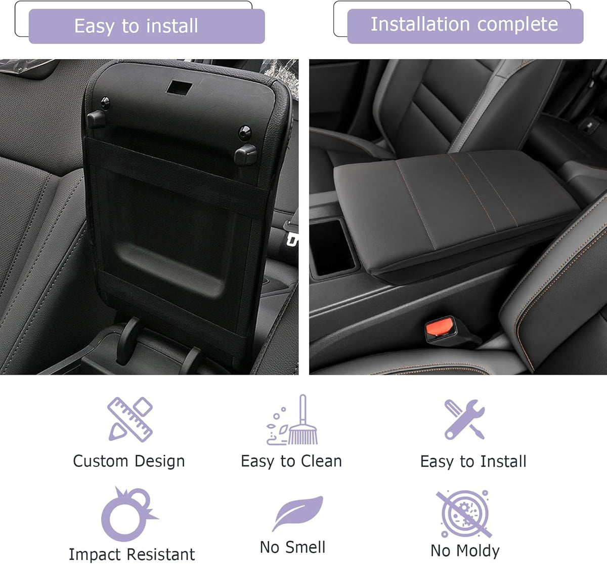 LUWU 2024 2025 Prologue Center Console Cover Compatible with 2024 2025 Honda Prologue Accessories 2025 Prologue EX/Touring/Elite Armrest Cover Center Console Pad Armrest Console Cover (Thick Black)
