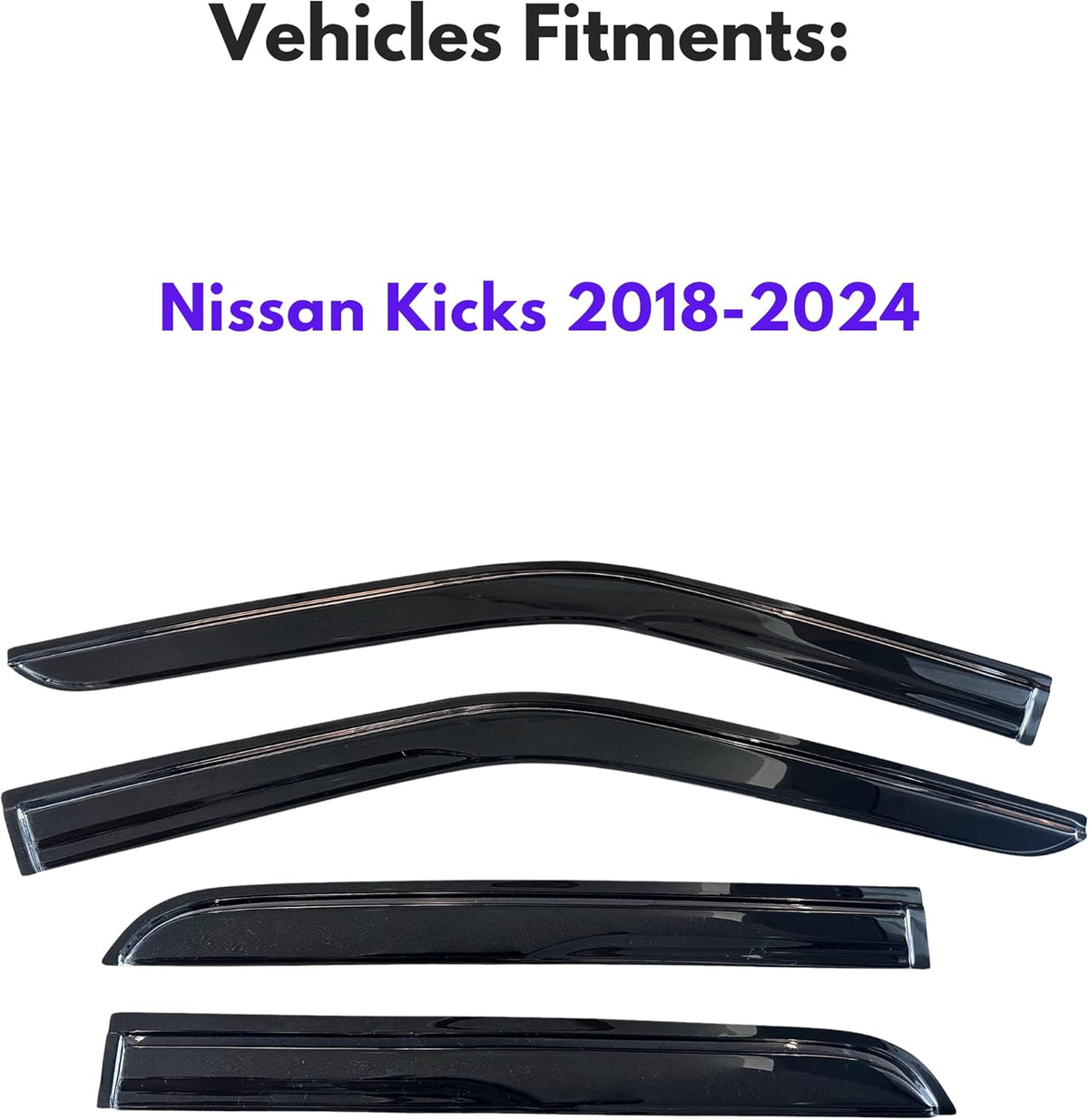 KPY Window Visor Compatible with Nissan Kicks 2018-2024, 4PC Rain Guard Side Window Vent Deflectors Tape-On Mugen Style, 2018 2019 2020 2021 2022 2023 2024