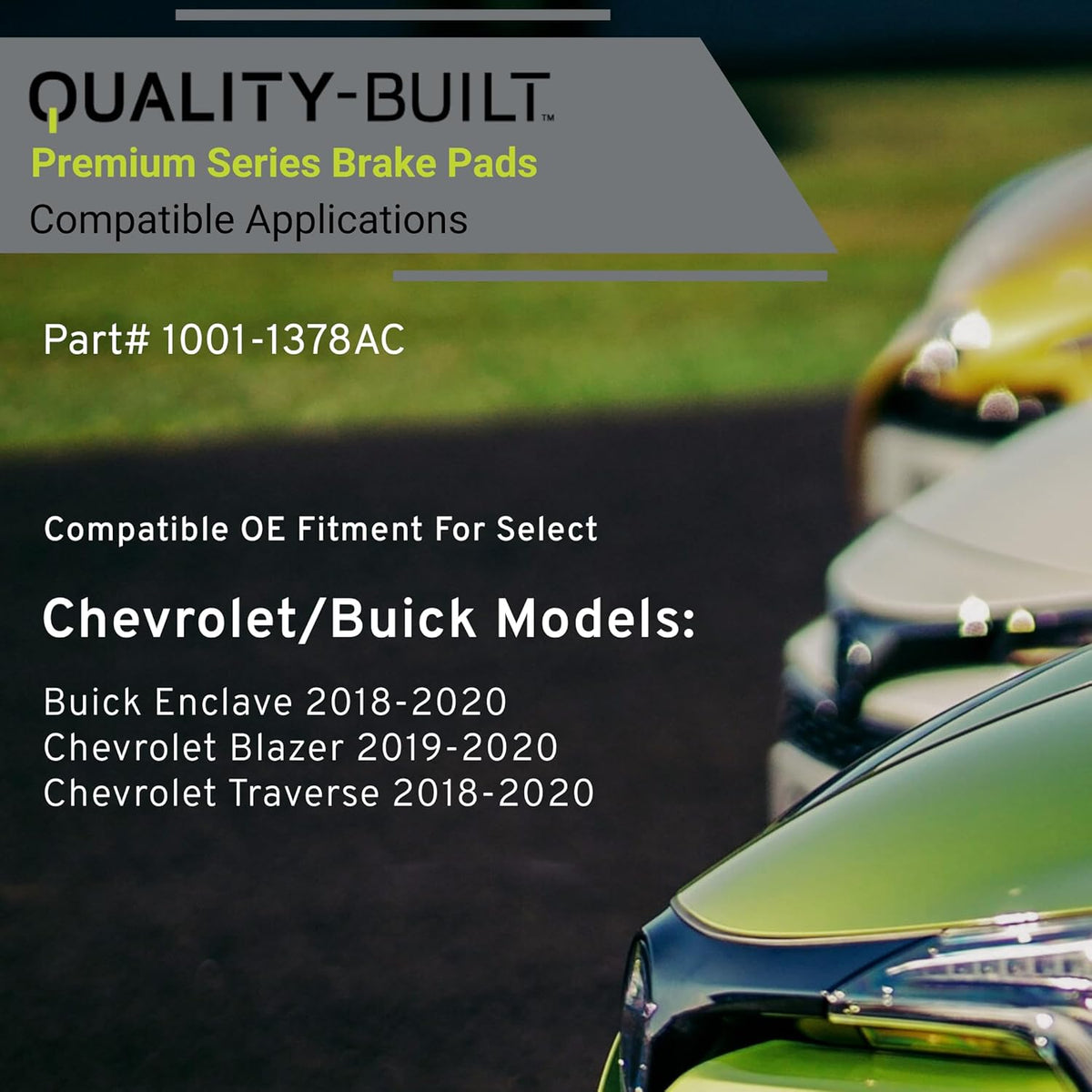 Premium Ceramic Front Brake Pads (1001-1378AC) Compatible with Buick Enclave 2018-2020, Chevrolet Blazer 2019-2020, Chevrolet Traverse 2018-2020