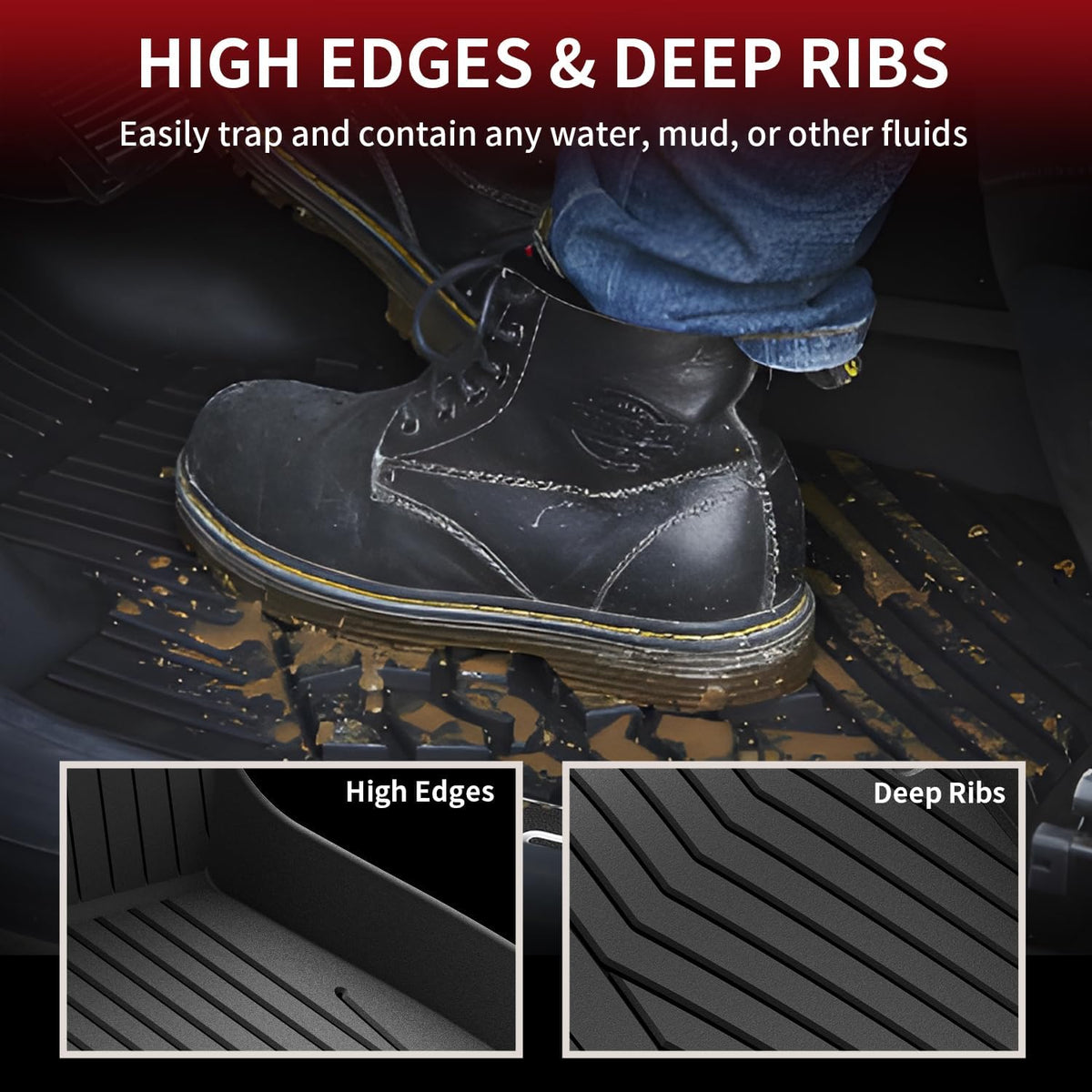 LASFIT Floor Mats for Mercedes Benz E Class 2017-2023 Fit Sedan & Wagon Only, E300 / E350 / E400 / E43 AMG / E450 / E53 AMG / E550 / E63 AMG S, All Weather TPE Floor Liners for E Class, 1st & 2nd Row