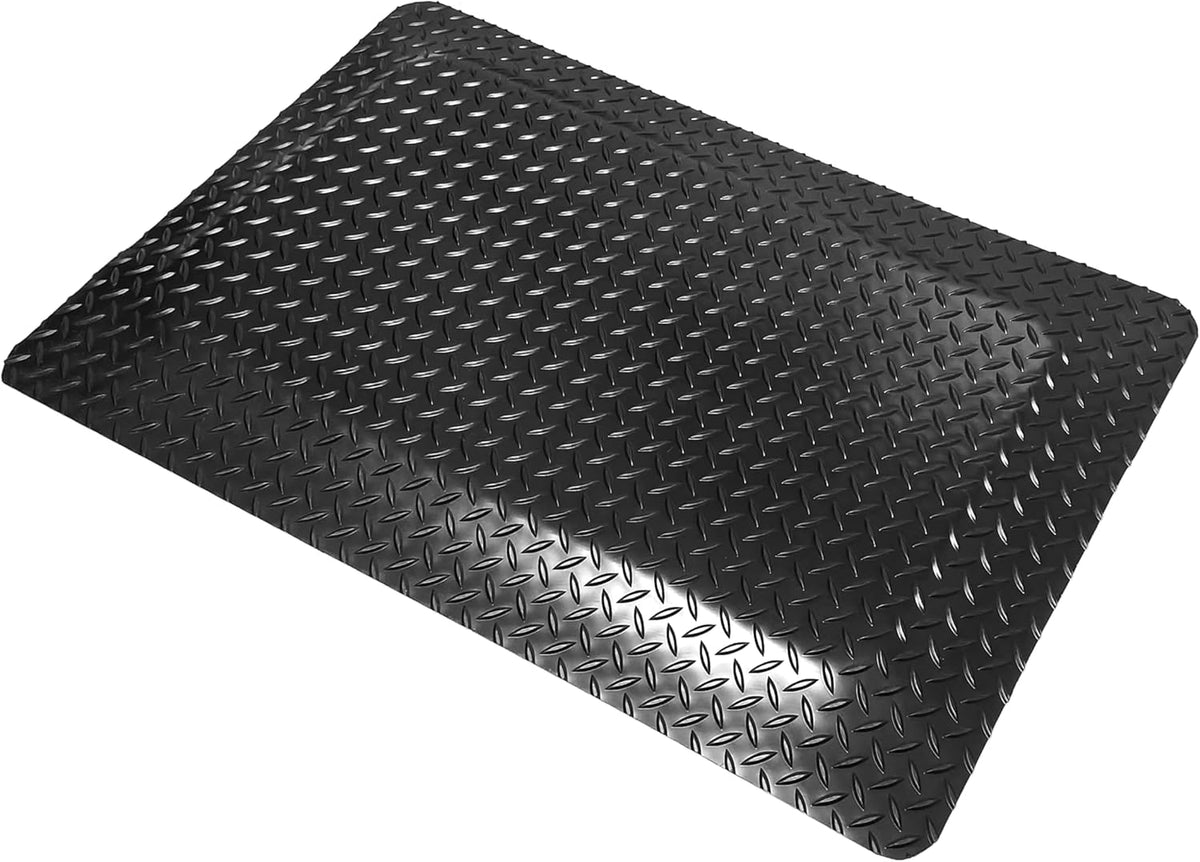 Rhino Mats, American Classic Diamond Anti-Fatigue Mats, Industrial Ergonomic Comfort Standing Mat for Work, Home, Garage, Office, Kitchen or Anywhere (Black 9/16" Thick, 2 FT. x 15 FT.)
