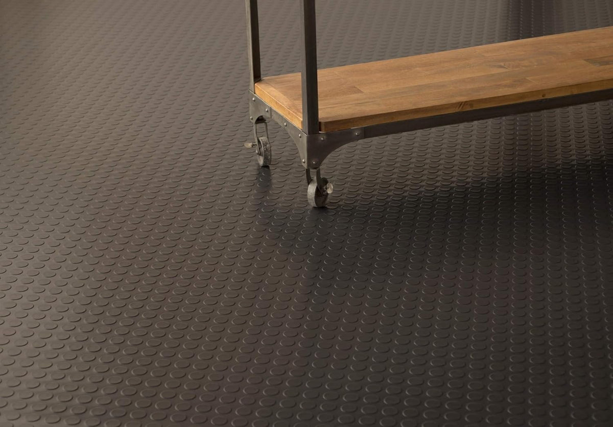 G-Floor Large Coin Pattern Vinyl Garage Floor Protector Mat (5' x 10', Slate Grey), Extremely Durable, Waterproof Parking Pad and Flooring
