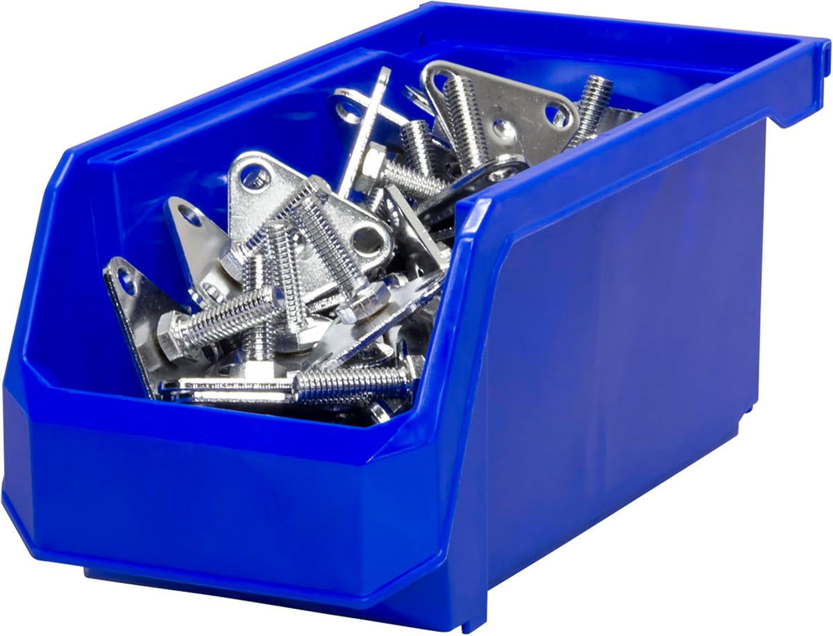Plastic Containers for Organizing and Storage Bins for Closet, Kitchen, Office, Garage or Pantry Organization, Stackable Bins, Medium (11" x 5" x 5.5"), 8-Pack, Blue