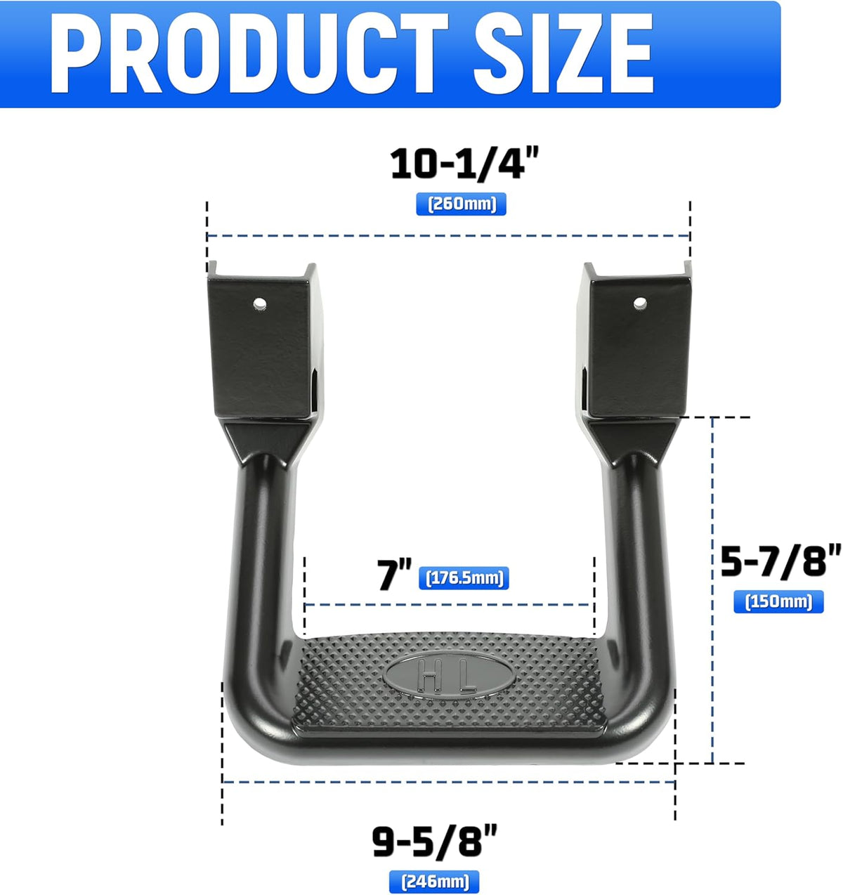 Kojem 2 Pcs Universal Side Step Compatible with 1967-2020 Chevy Chevrolet GMC Ford Isuzu Mitsubishi Dodge Jeep Nissan Toyota Mazda Side Hoop Step Electrophoresis Black Aluminum