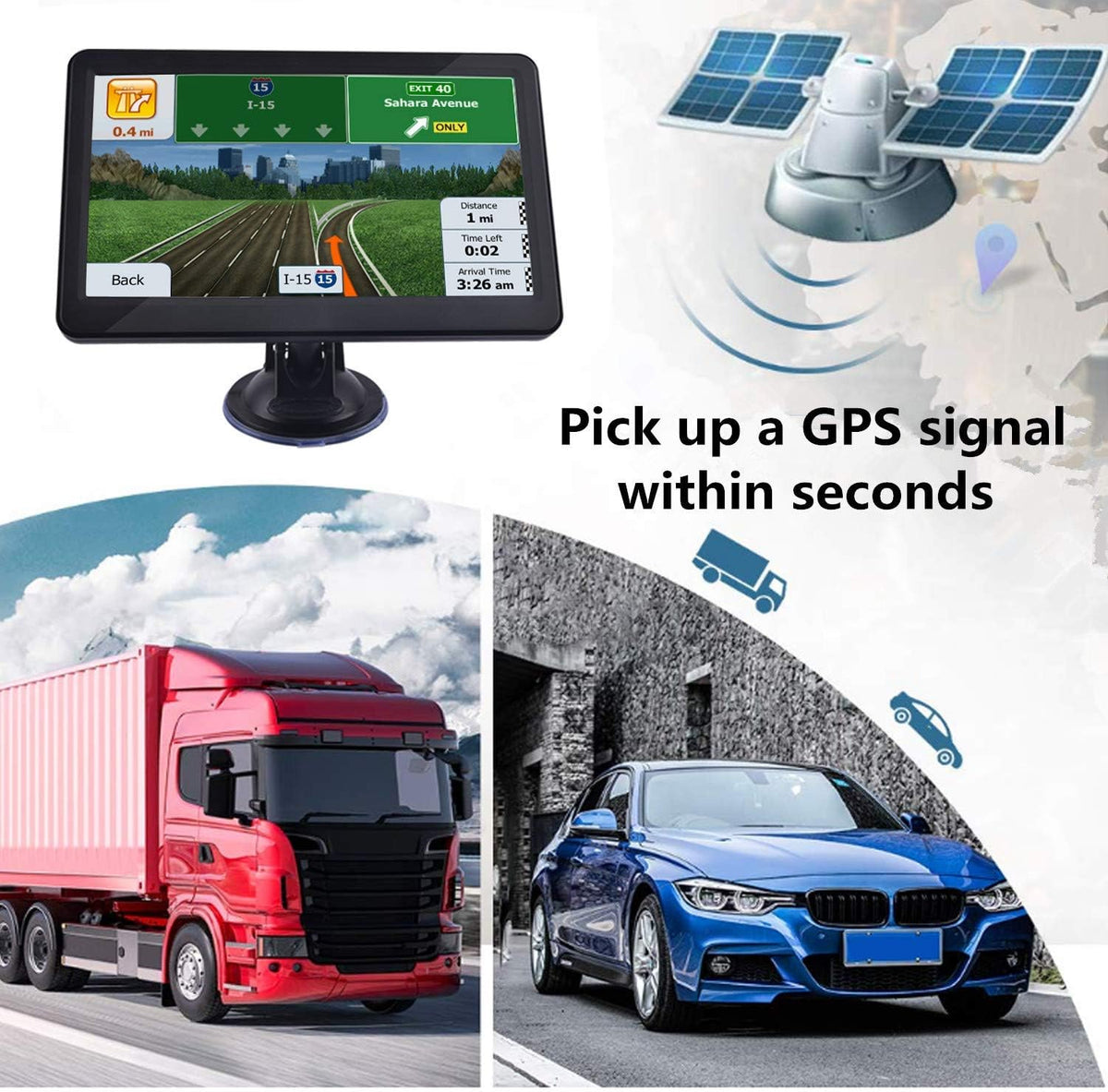 Car GPS Navigation GPS Navigation for Truck & RV & Car,9 inch Trucker GPS for Semi Truck 2025 Map, Turn-by-Turn Directions,Free Update Map