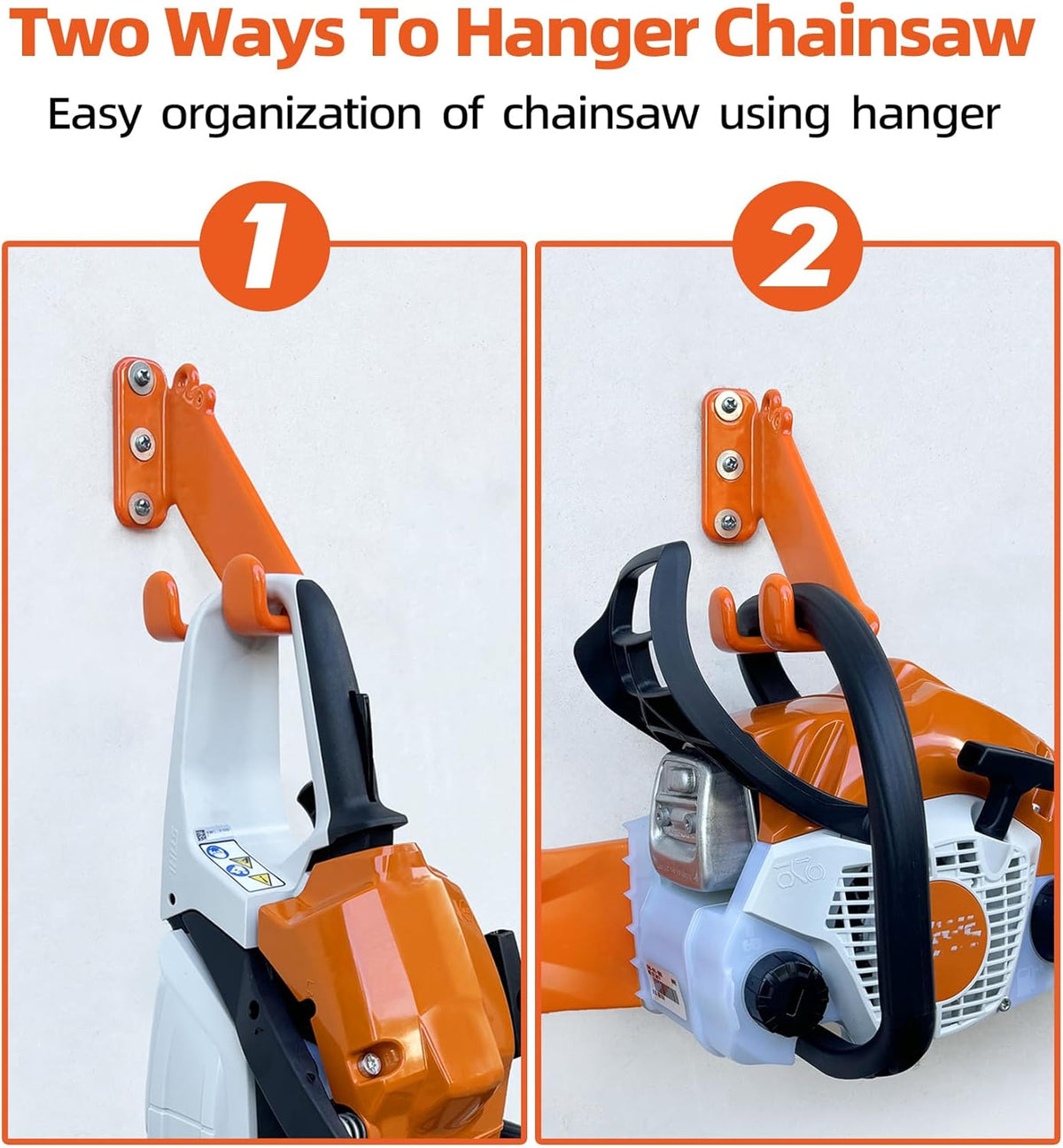 Chainsaw Hanger, 2 Pack Chainsaw Wall Mount, Heavy Duty Chainsaw Holder, Garage Organization Garage Storage Shed Organizer Mounted Chainsaw Rack