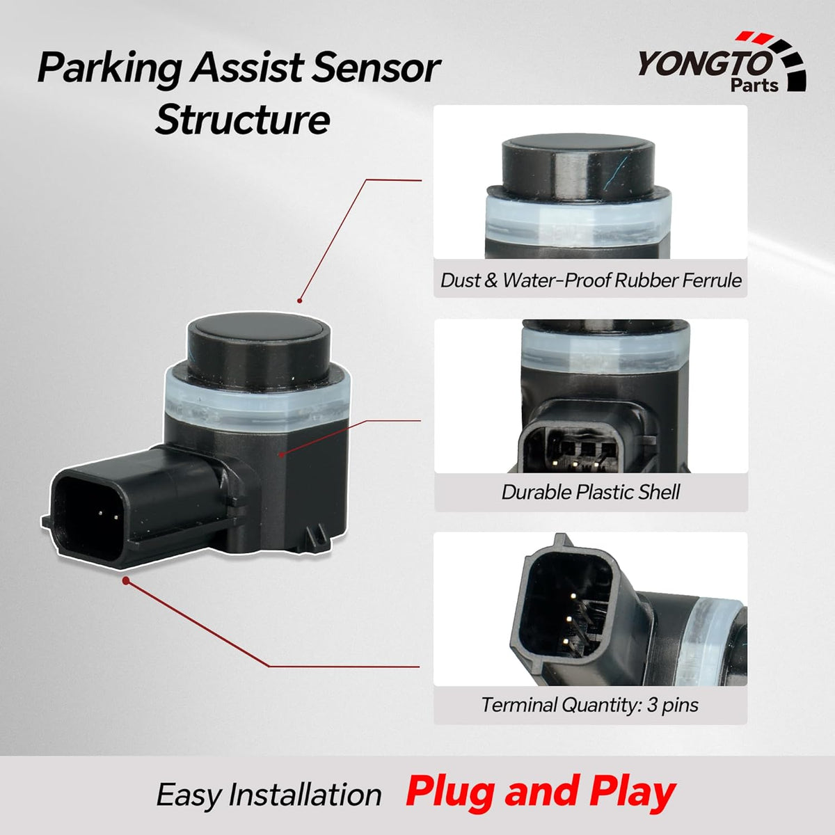 HC3Z15K859A 4Pcs Reverse Backup Parking Assist Sensor Compatible with Ford F-150, F-250/F-350 Super Duty 2015-2018 Replace OE FL3Z15K859AAPTM FL3Z-15K859-B HC3T-15K859-EA