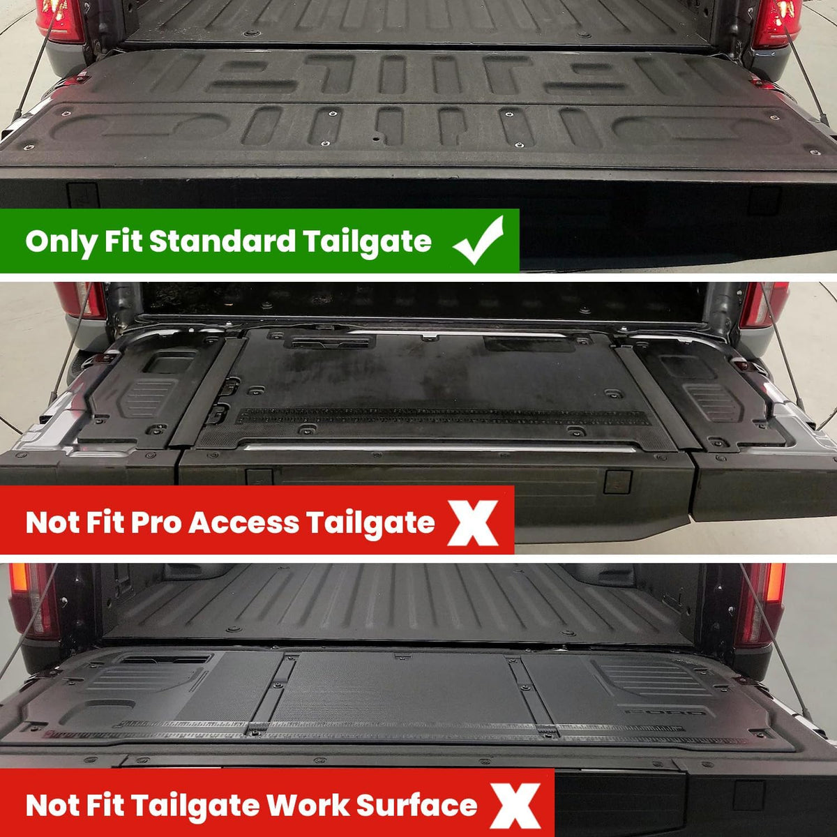 LASFIT Tailgate Mat for Ford F-150 2021-2025(Without Work Surface or Pro Access Tailgate) Truck Tailgate Liner All Weather Protector TPE Tailgate Cover, 1pc Black