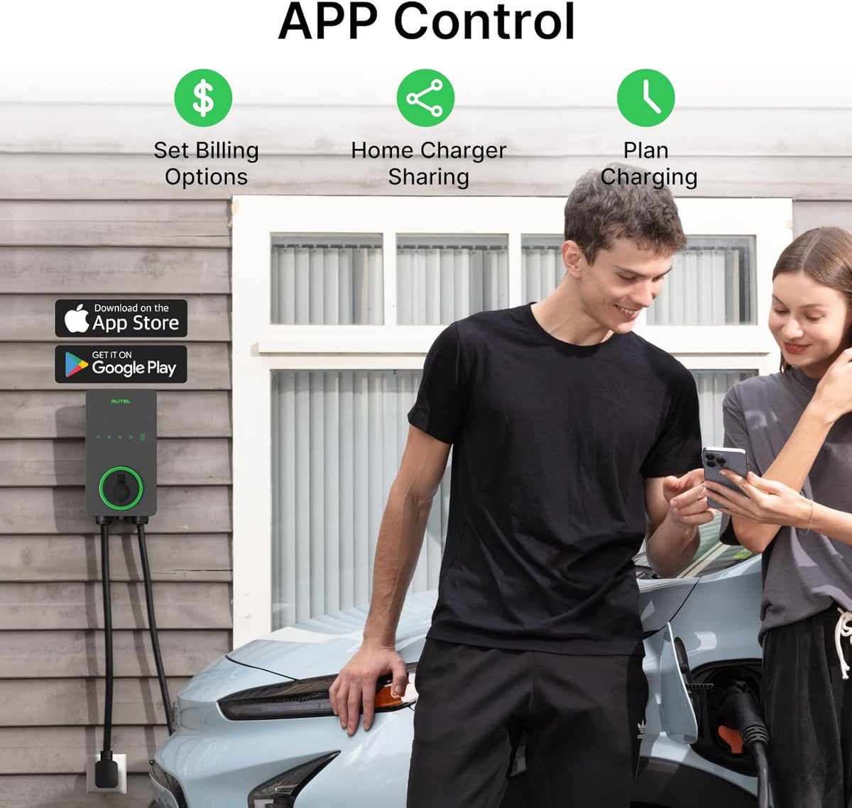 Autel Home Smart AI Level 2 EV Charger up to 40Amp, 240V, Indoor/Outdoor Fast Electric Vehicle Charging Station with Flexible 25-Foot Cable, NEMA 14-50 Plug, Dark Gray