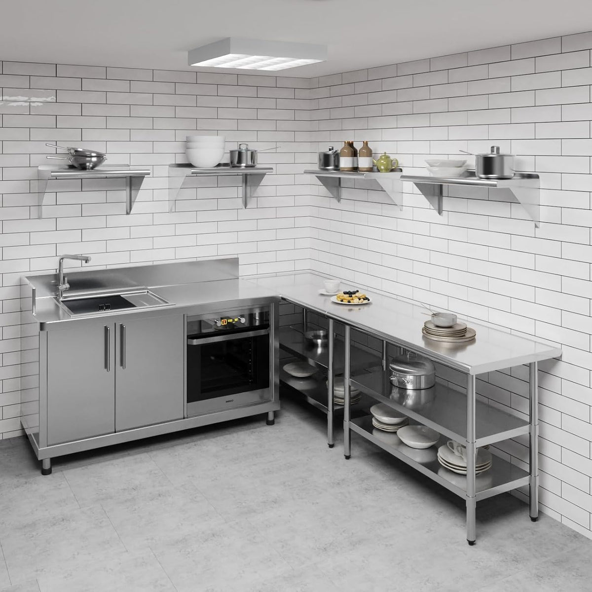 AmGood 12" X 30" Stainless Steel Wall Shelf | NSF Certified Metal Shelving