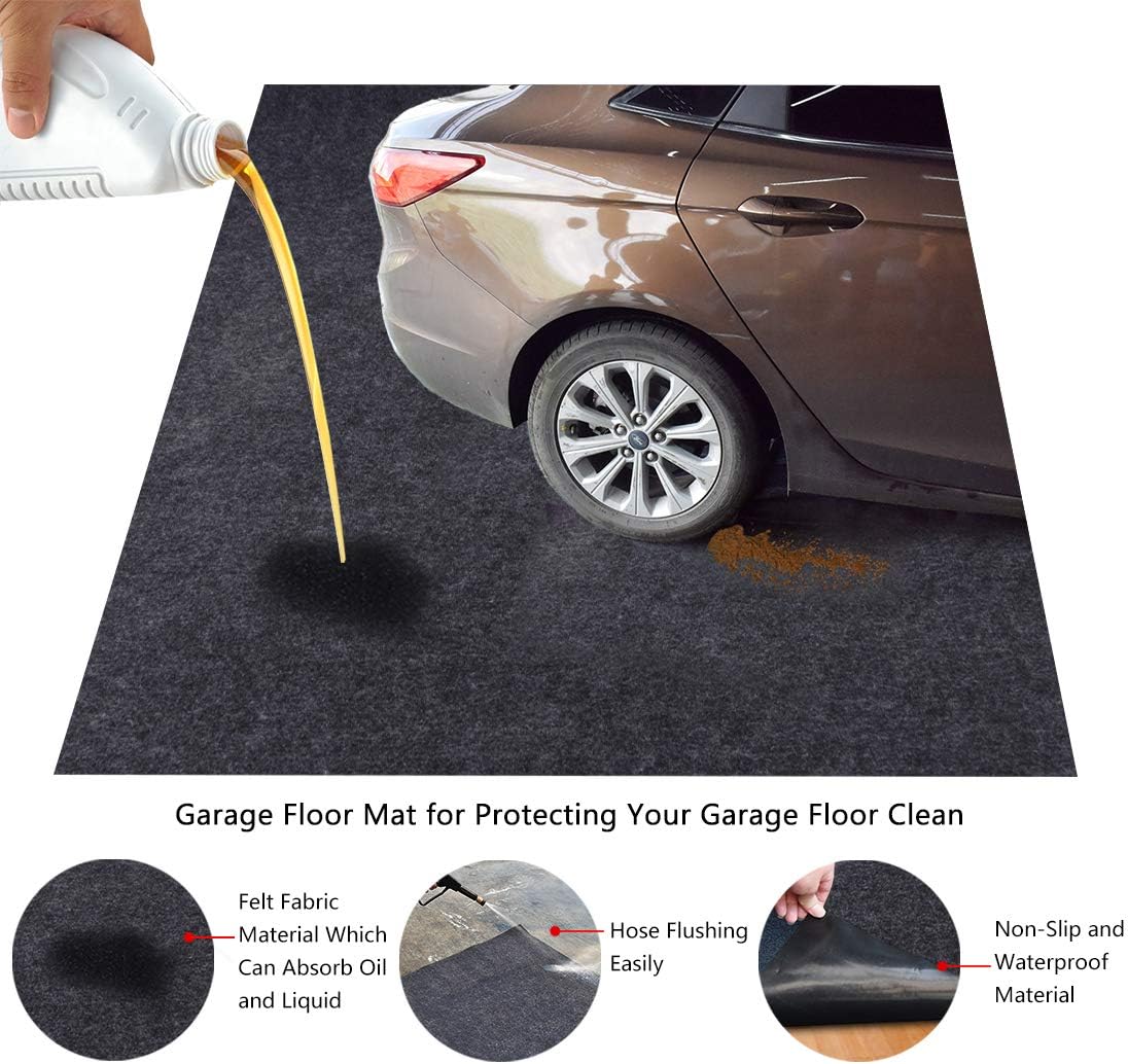 Garage Floor Mat,Absorbent Fabric,Anti-slip and Waterproof Backing,Washable,Garage and Shop Parking Mats(21Feet x 7.6 Feet)