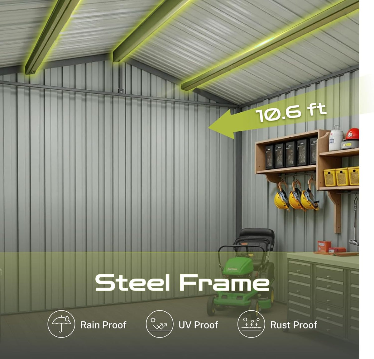11.2' x 10.6' XL Outdoor Storage Shed, Sturdy Metal Building w/Windows & Lockable Doors for Garden, Backyard, Poolside and Lawn, Anthracite