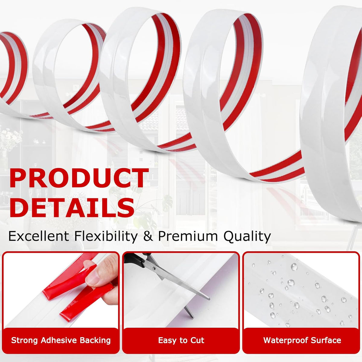 Flexible Wall Corner Protector Moulding Trim Peel and Stick Wall Corner Guards Edge Protector Self Adhesive Molding Trim Strip for Edge Ceiling (White, 1.6 in x 40 Ft)