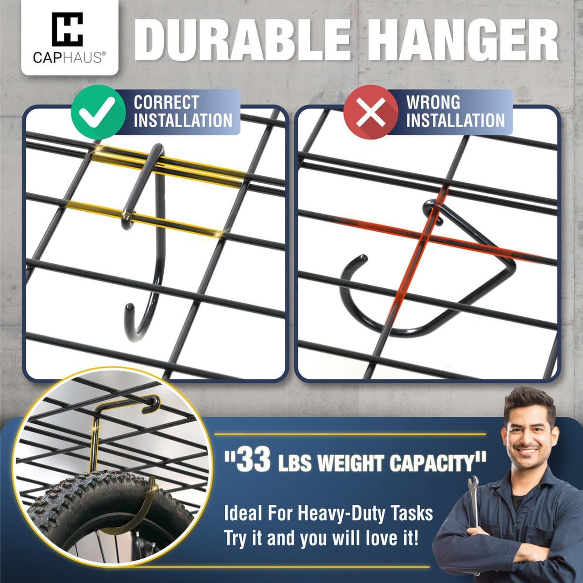 Fencer Wire 36 in. W x 18 in. D Wall Mounted Garage Shelving With 2 Hooks, White Shelf, Heavy Duty Storage System, Organizer Floating Shelves, 500lb Weight Capacity