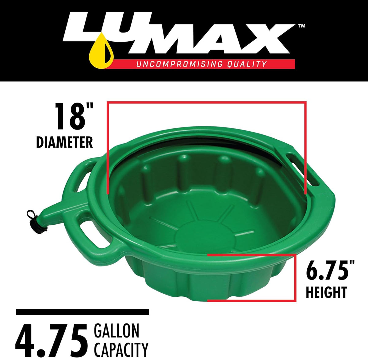 LUMAX Green 3.75 Gallon Plastic Oil Drain Pan, LX-1631