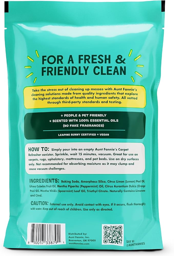 Aunt Fannie's Carpet Refresher & Deodorizer Powder, Multi-Purpose Carpet, Rug, and Upholstery Odor Eliminator for Homes with Cats & Dogs, Bright Lemon Scent, 16 oz Refill, Pack of 3