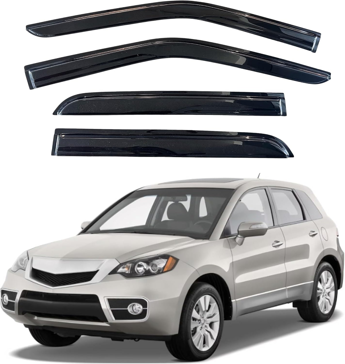 KPY Window Visor Compatible with Acura RDX 2007-2012, 4PC Rain Guard Side Window Vent Deflectors Tape-On Mugen Style, 2007 2008 2009 2010 2011 2012