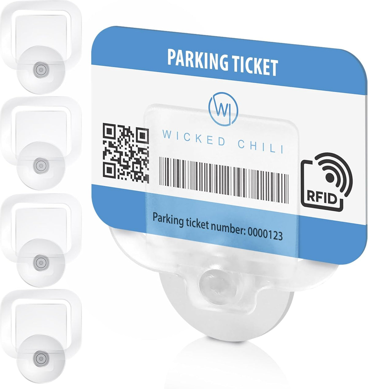 4X Parking Permit, Ticket and Note Holder for Car Windscreen, Clips with Removable Suction Cup, Avoid Parking fine, Set of 4 (Made in Germany) Transparent