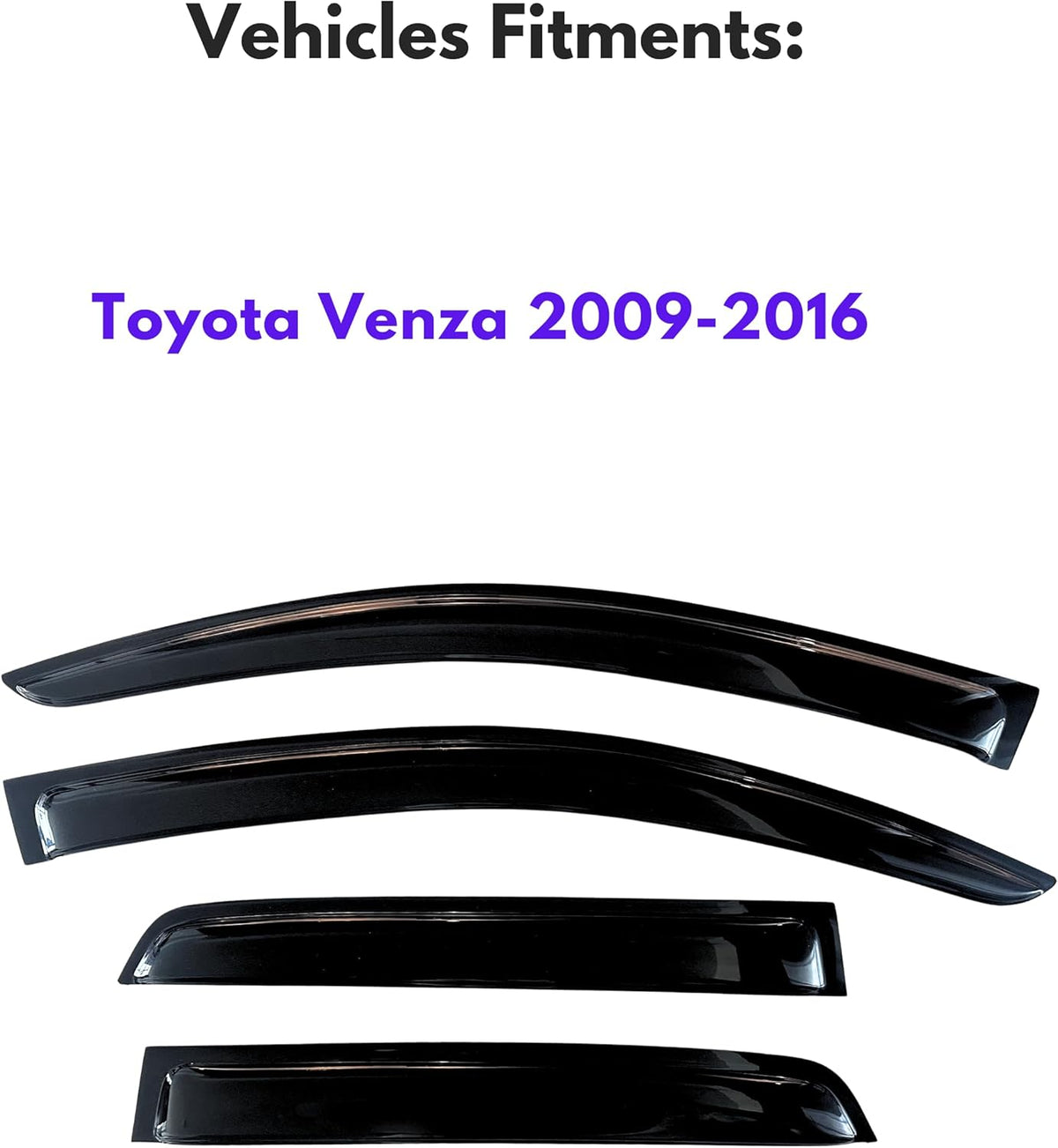 KPY Window Visor Compatible with Toyota Venza 2009-2016, 4PC Rain Guard Side Window Vent Deflectors Tape-On Style, 2009 2010 2011 2012 2013 2014 2015 2016