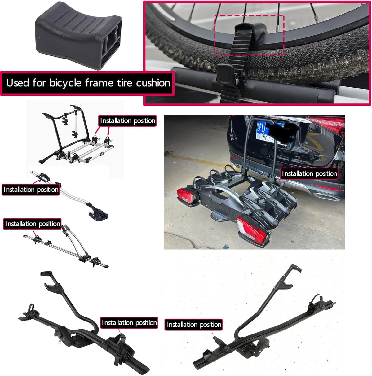 2PCS Roof Rack Bike Wheel Adapter Straps with Cushion for Secure Cycling Transport for Thule 599 598 591 568 564 561 532 933 926