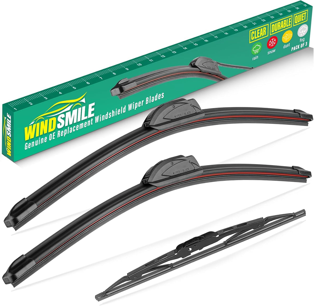 19" 19" 10" Windshield Wiper Blades Replacement for Jeep Liberty 2002 2003 2004 2005 2006 2007 Premium All Weather Front Rear Wipers Set - OEM Quality (Pack of 3)