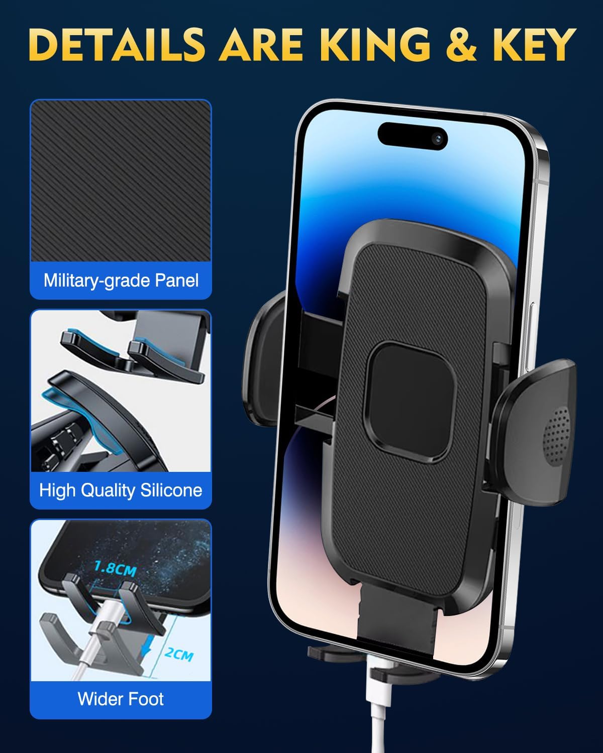 [Military-Grade Construction Phone Holders for Your Car, 2025 New Car Phone Holder Cell Smartphone Mount Windshield Dashboard Suction Cup Stand Truck Cradle for iPhone Samsung Android All
