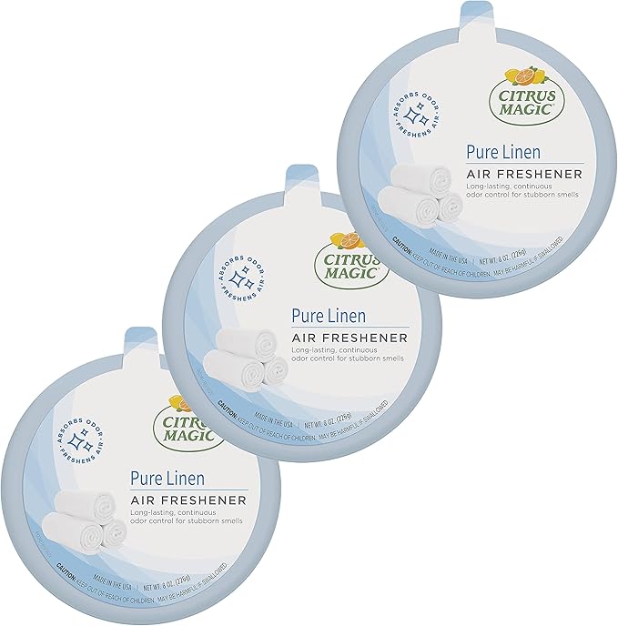 Citrus Magic Odor Absorbing Solid Air Freshener, Pure Linen, 8-Ounce, Pack of 3