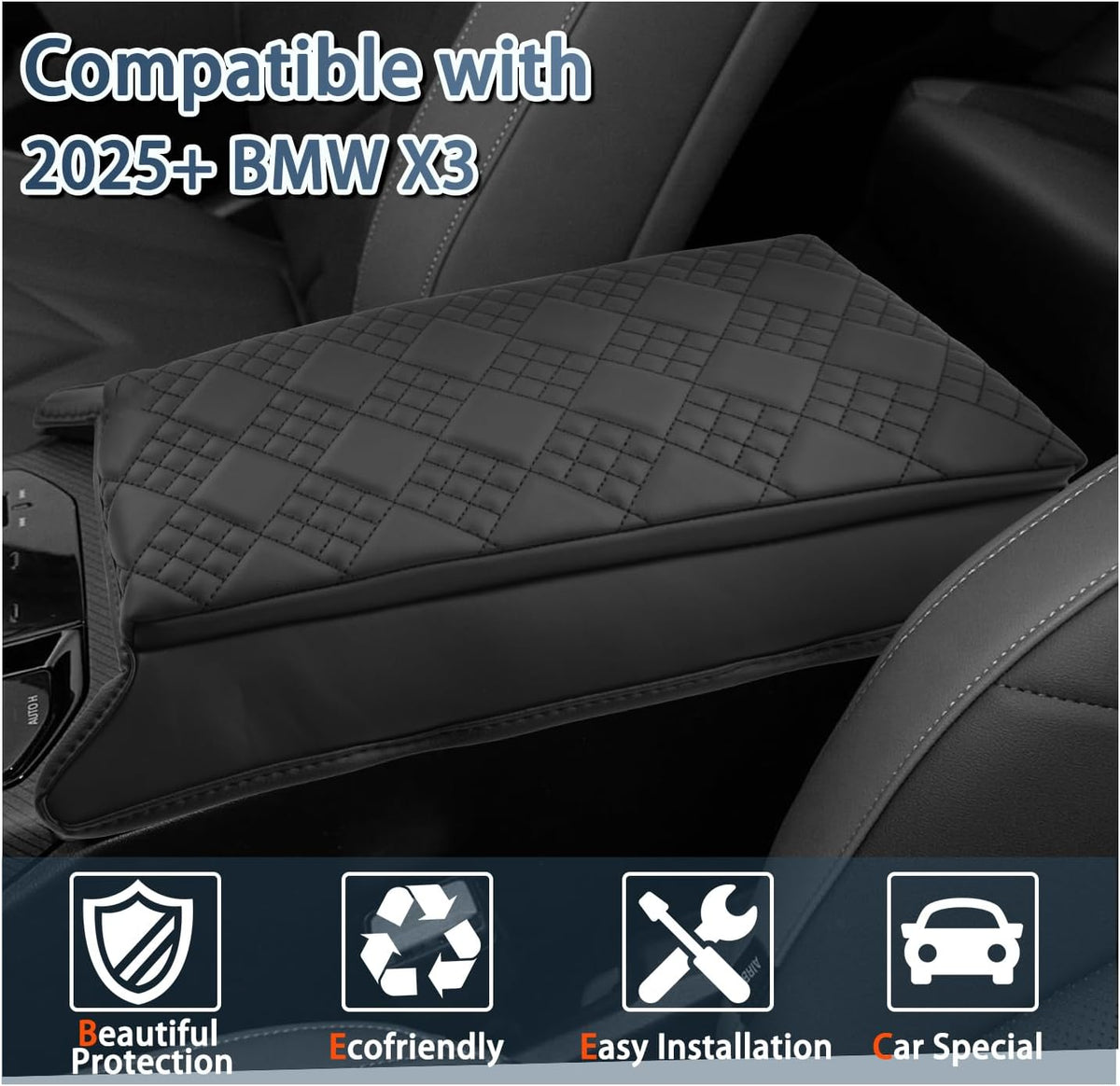 Ruiya 2025 BMW X3 Center Console Cover,for BMW 2025 X3 G45 (30 xDrive/M50 xDrive) Accessories Soft Comfy Plus Cotton Thicken Armrest Lid Cover Compatible with 2025 BMW X3 Interior Accessories