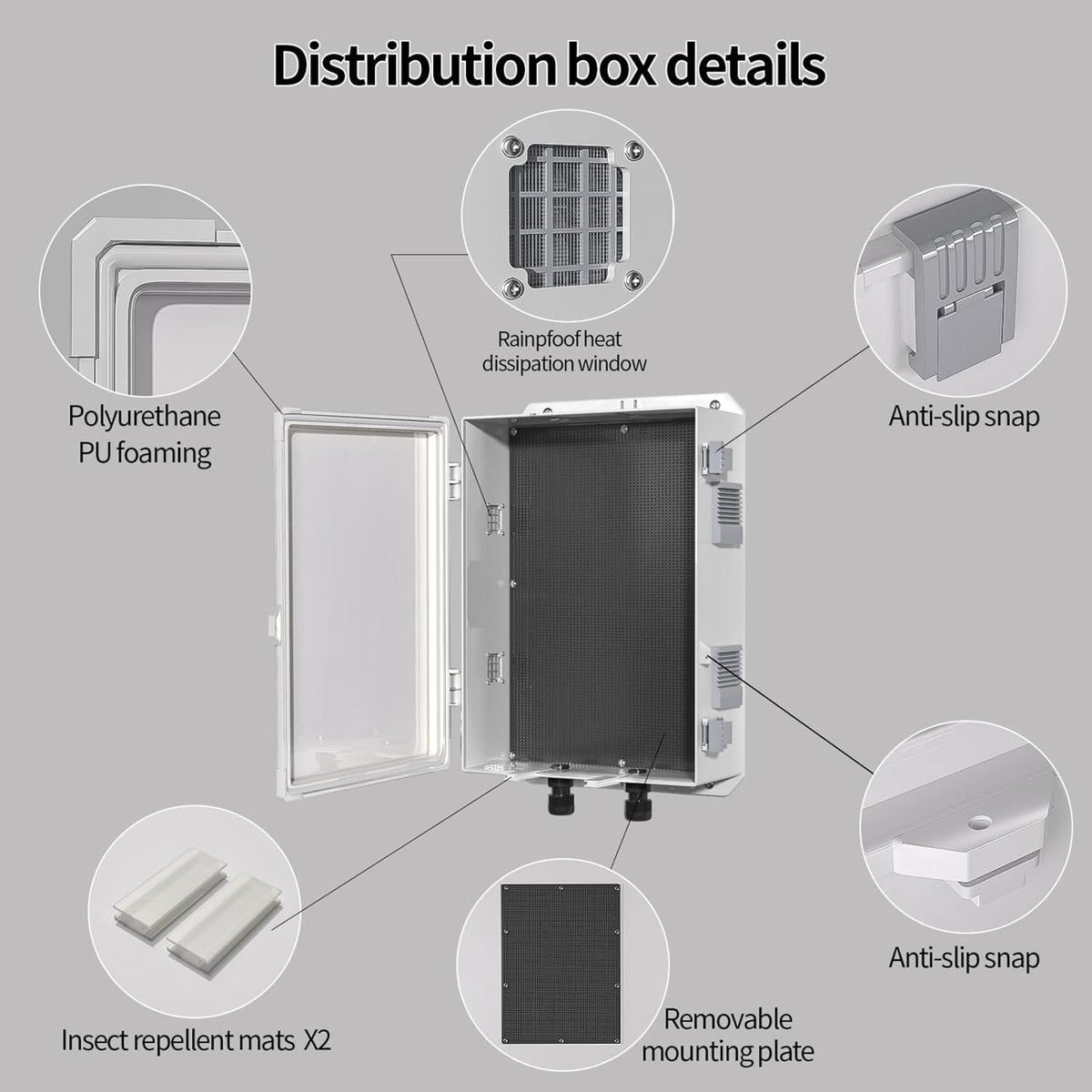 Outdoor Electrical Junction Box, ABS Water Resistant Enclosure with Internal Mounting Panel & Hinged Cover, 15.7" H* 11" L* 5.9" W