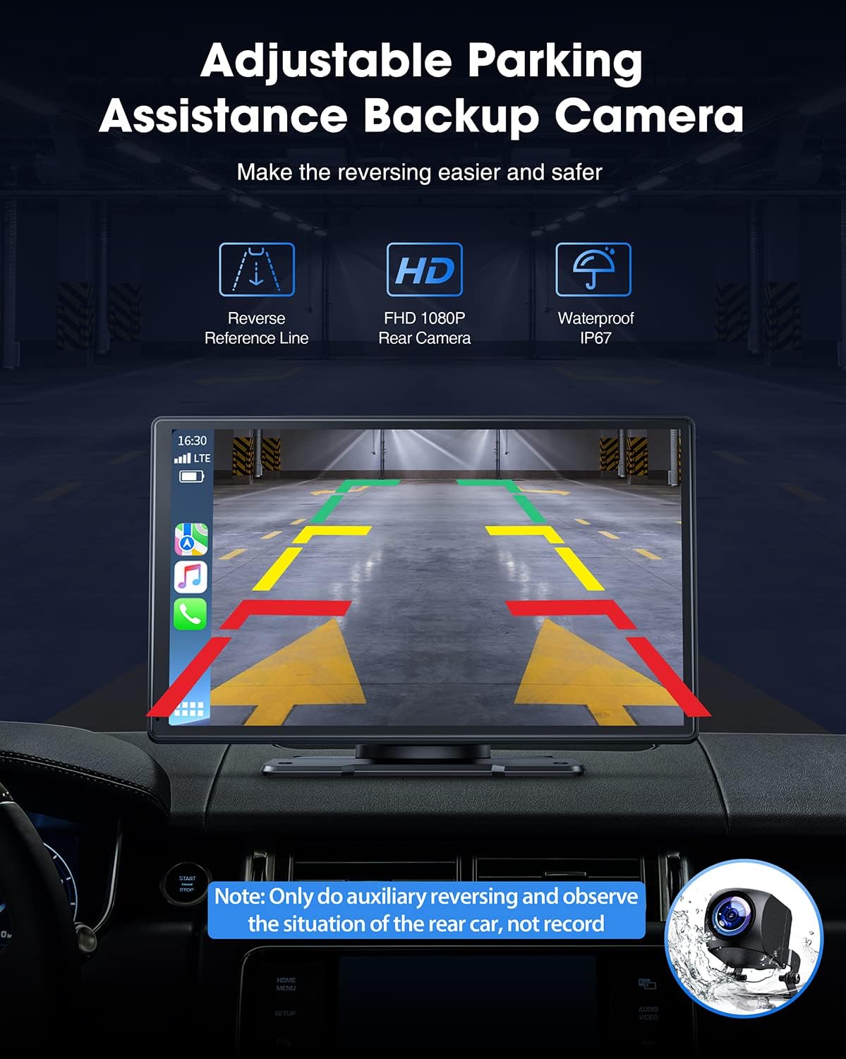 9-Inch Wireless Car Stereo with Carplay, Backup Camera, GPS Navigation, Android Auto - by LAMTTO