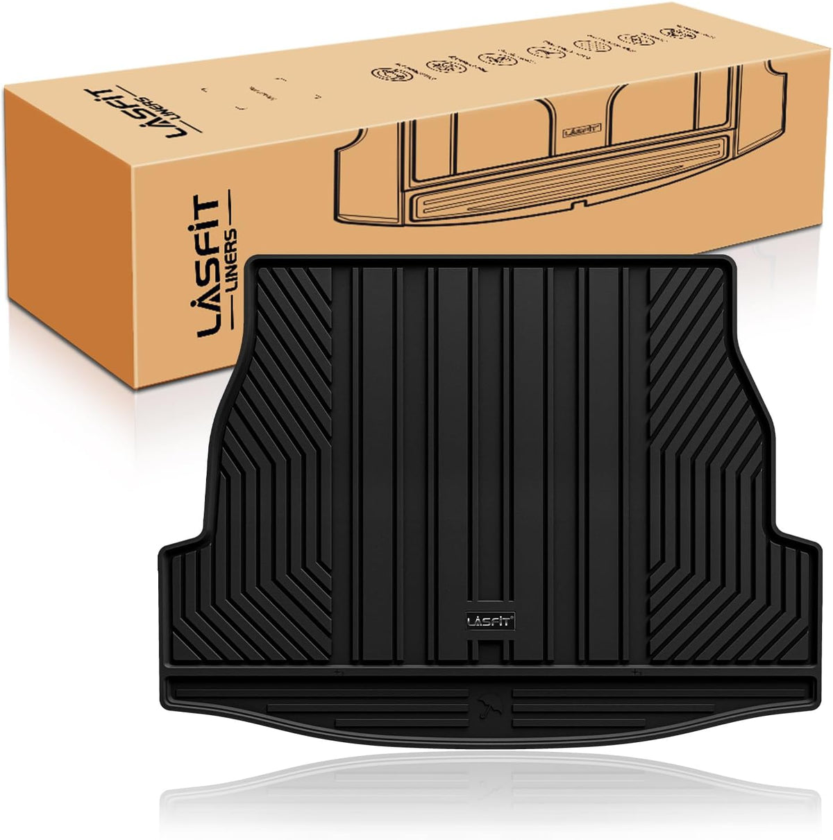LASFIT Trunk Mats Fit for 2019-2025 Toyota RAV4 Hybrid and Gasoline (Not for Prime), All Weather Custom Fit TPE Cargo Liner, Black