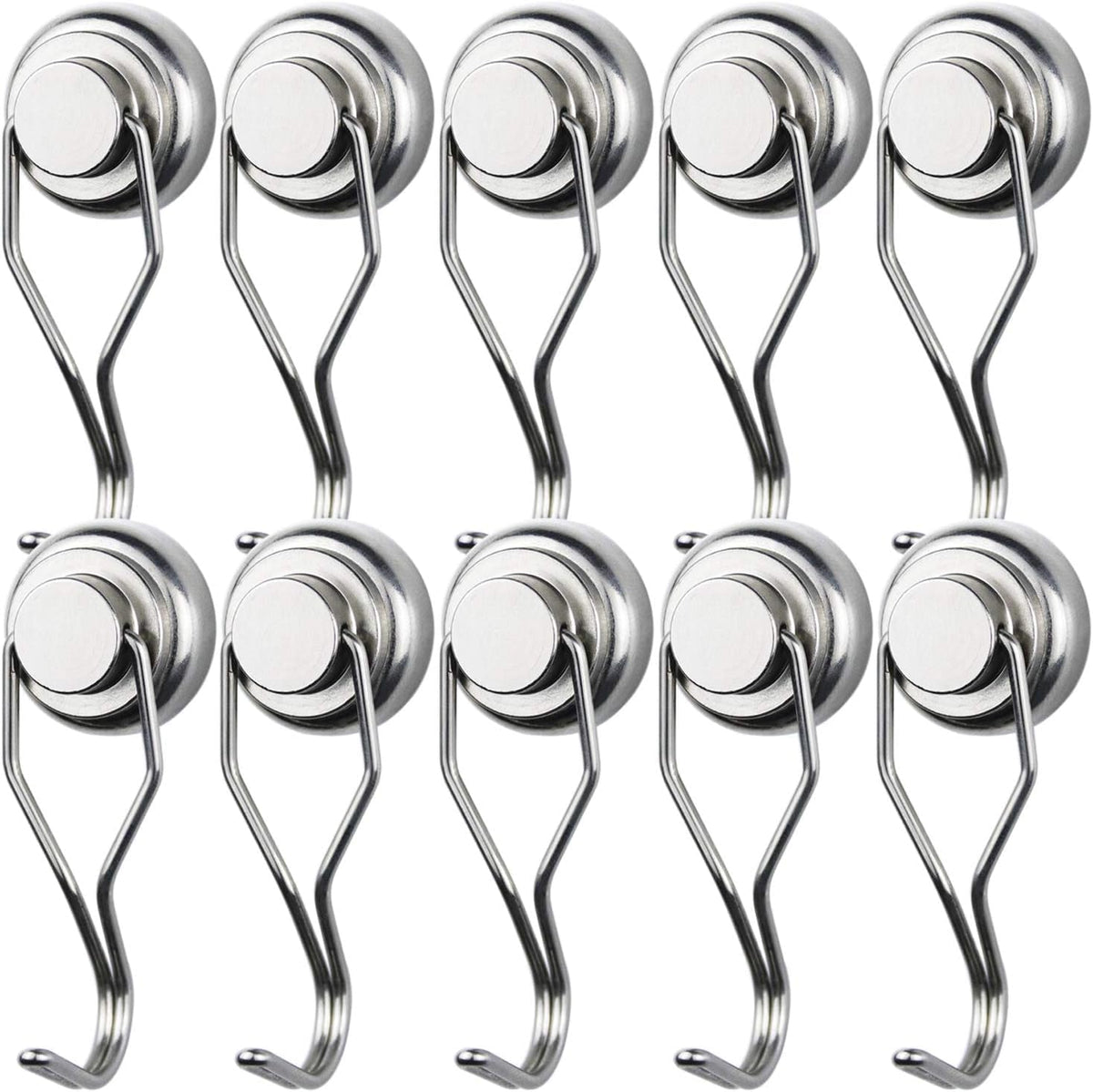 MIKEDE Magnetic Hooks Heavy Duty, 60 lb+ Strong Swivel Swing Neodymium Magnetic Hooks for Hanging, Strong Magnet Hanger for Cruise Cabins, Locker, Toolbox, Home, Kitchen - Pack of 10