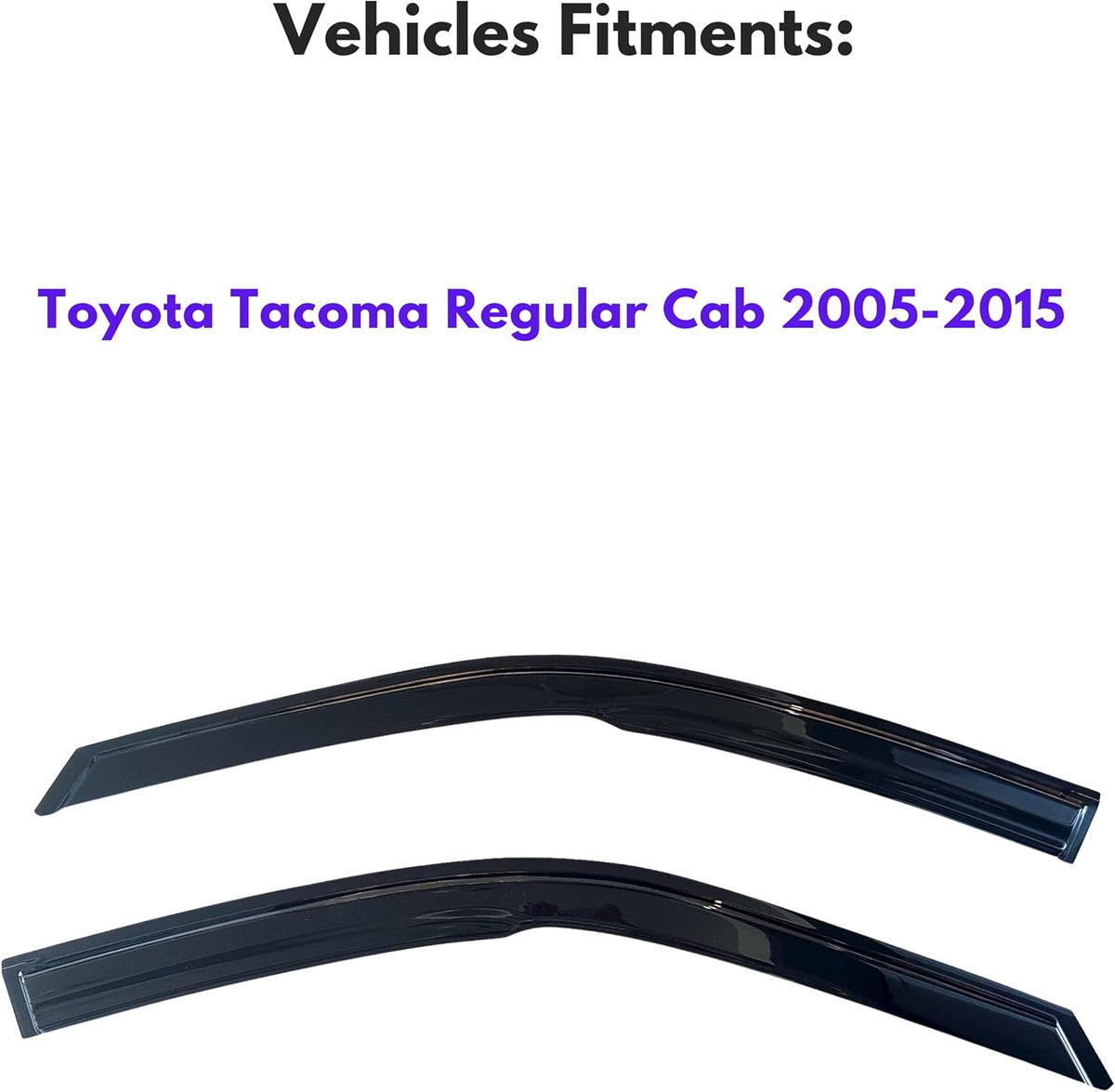 KPY Window Visor Compatible with 2005-2015 Toyota Tacoma Regular Cab, 2PC Rain Guard Vent Deflectors Tape-On, 2005 2006 2007 2008 2009 2010 2011 2012 2013 2014 2015 (Standard/Regular Cab Only)