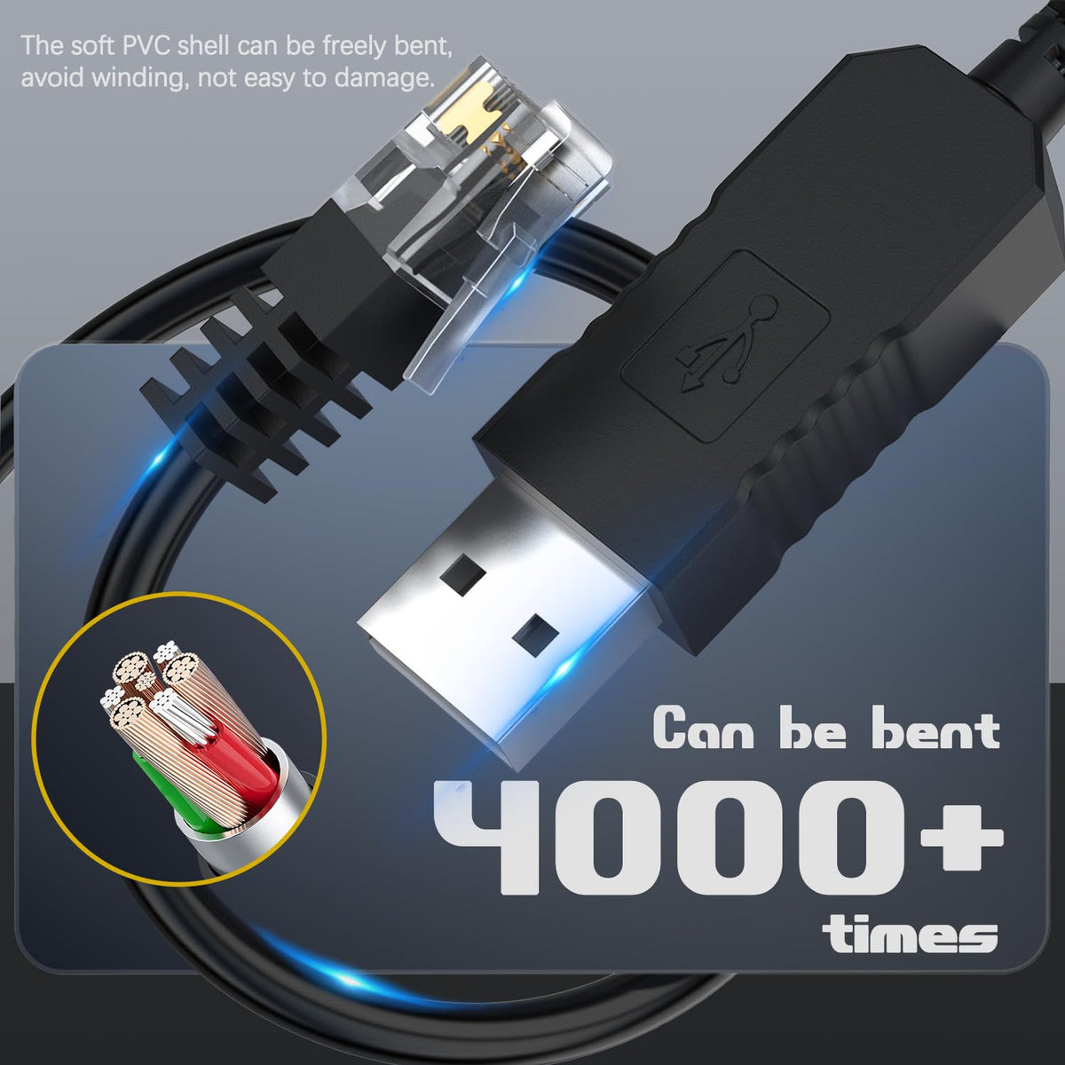 Radar Detector Cable, USB to RJ11 Plug Cord Compatible with Escort Passport 9500i, MAX360, Uniden R1 R3 R7, Beltronics,Radenso XP etc, 5Ft Length Replacement Radar Detector Cable