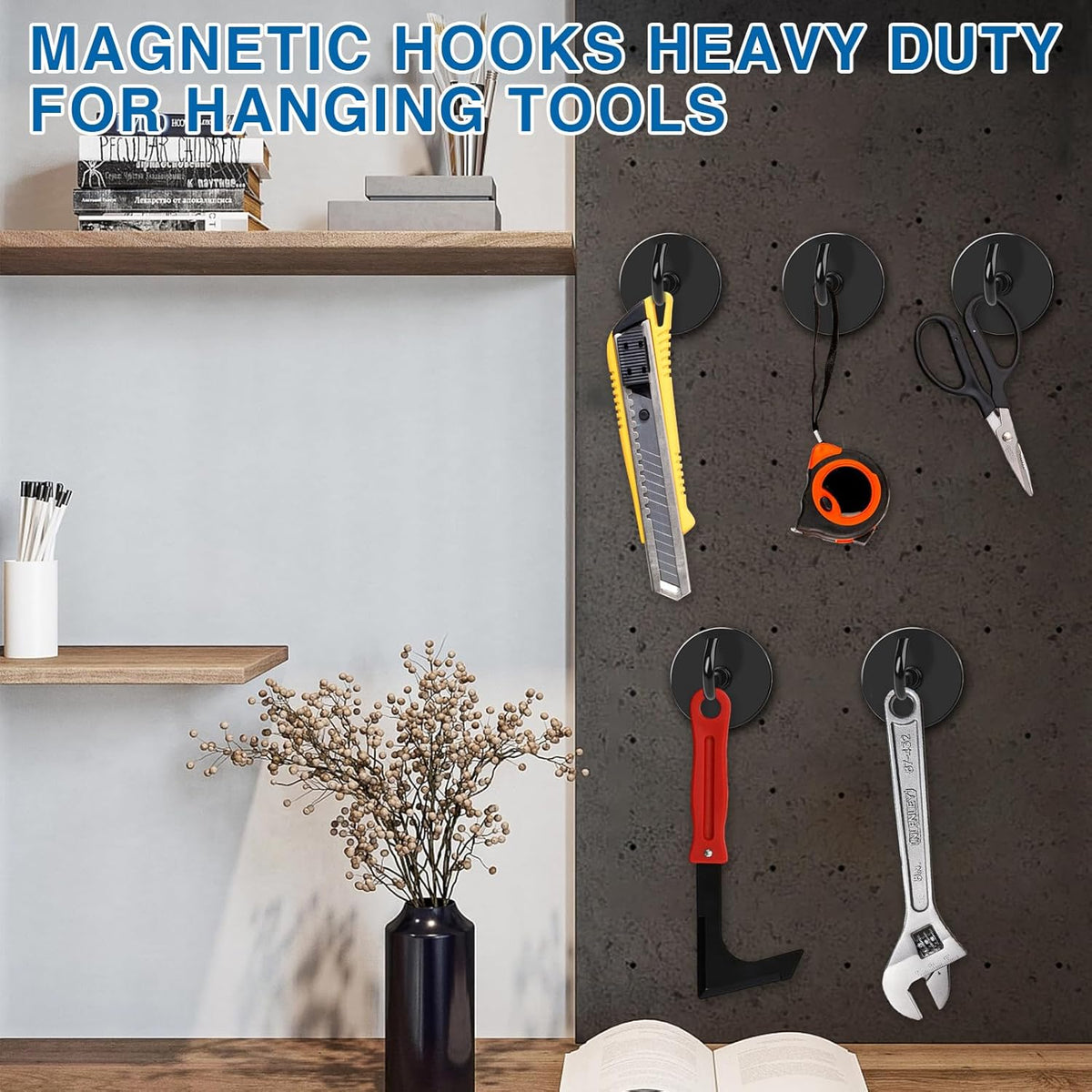 LOVIMAG Magnetic Hooks Heavy Duty, 150LBS Magnet Hooks for Cruise Cabin, Cruise Door Magnets with Epoxy Coating for Hanging, Strong Neodymium Magnets for Ceiling, Home Improvement Must Haves-6 Pcs