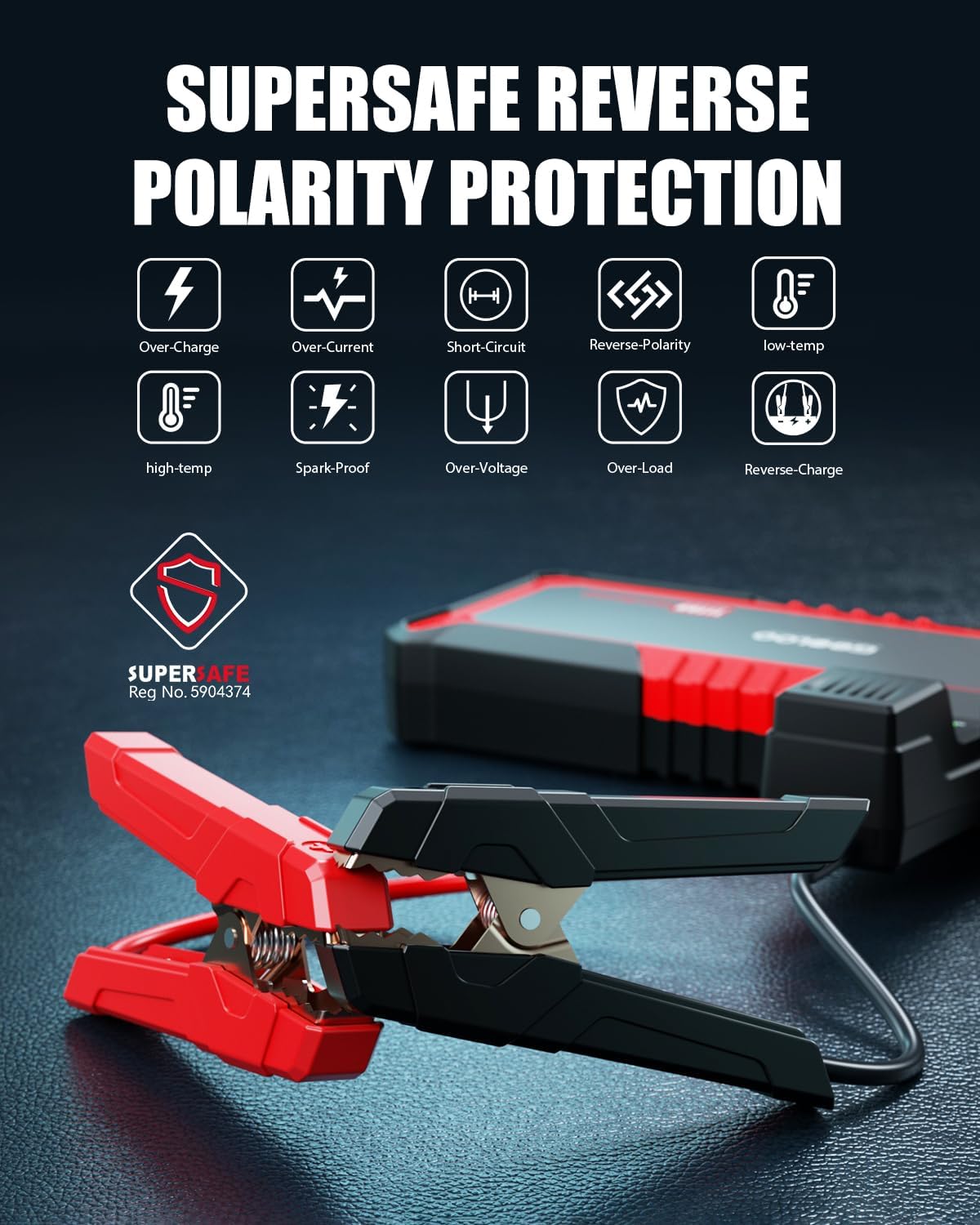 GOOLOO Upgraded GP3000 Jump Starter 3000A Peak Car Starter (Up to 9L Gas or 7L Diesel Engine) 12V Jump Box Auto Lithium Battery Booster SuperSafe Portable Power Pack with USB Quick Charge, Type-C Port