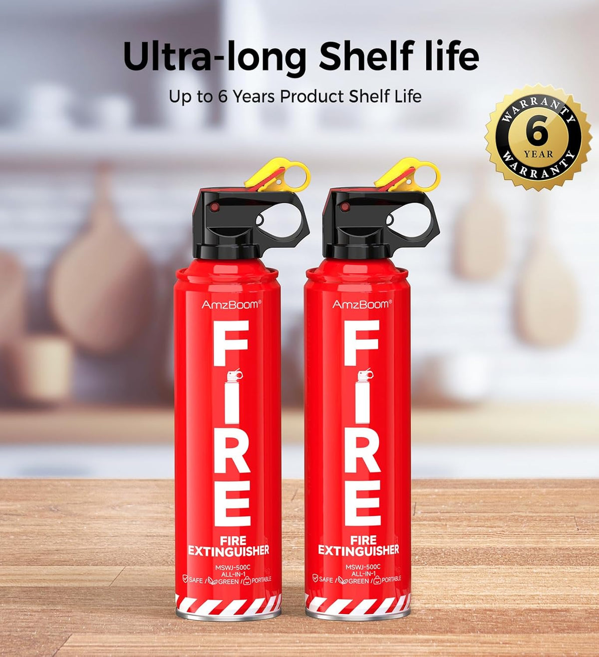 2-Pack Fire Extinguisher for Home, Kitchen, Car, and Grill with Mounting Bracket– Extinguishing Spray, Compact A, B, C, K – Eco-Friendly, Prevents Reignition.