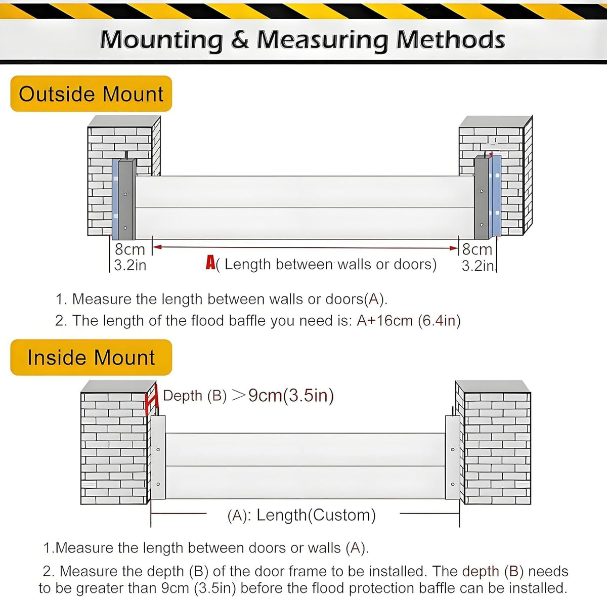 Flood Barriers for Home Exterior - Aluminum Alloy Outdoor Easy Flood Barrier Garage Doors Water Barriers for Flooding,H23.6 Inch/L7.5FT