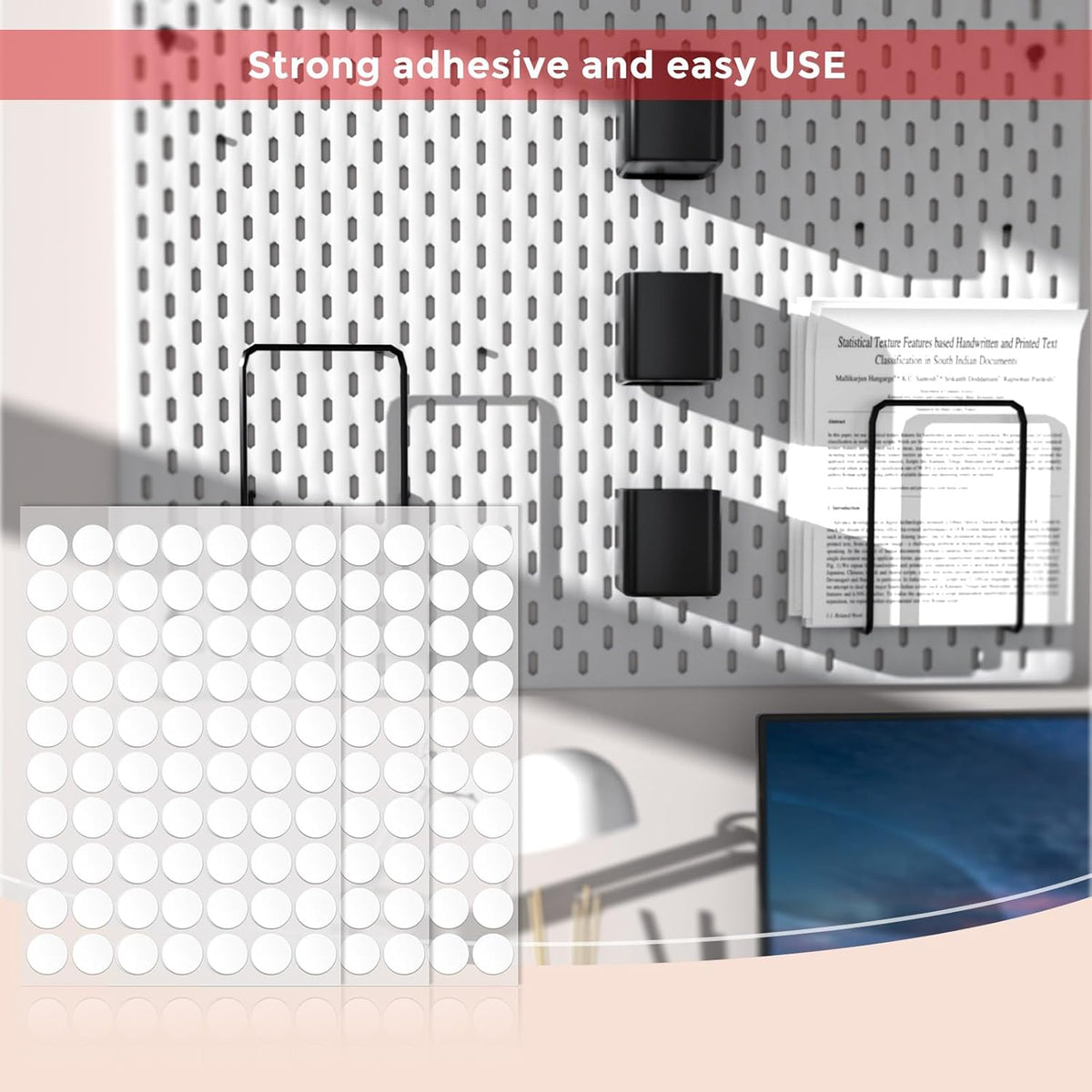 270pcs Double Sided Tape Wall Nano Sticky Dots Mounting Putty Two Sided Adhesive Strips Strong Sticky Tack No Traces - Crafts Poster Decoration Picture Hanging Crafting Party - 0.8" Round & Strips