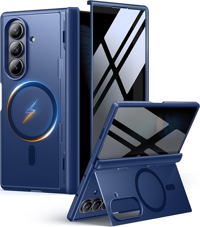 MOBOSI for Samsung Galaxy Z Fold 7 Case with Privacy Screen Protector, [Compatible with Magsafe], [Built-in Kickstand & Full Body Hinge Protection] Magnetic Slim Phone Case for Z Fold7, Blue