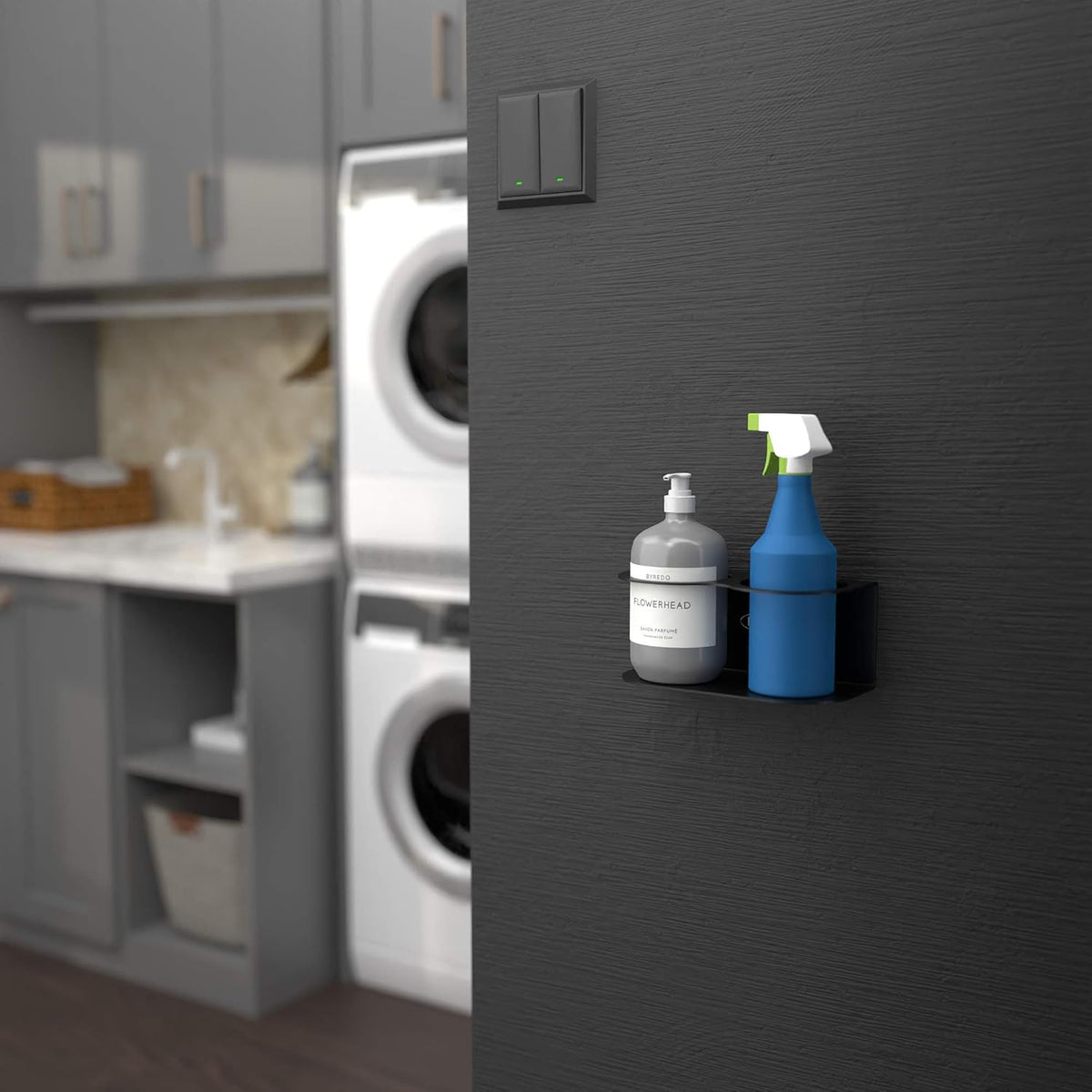 Koova 2 All-Purpose Spray Bottle Holder | Easy Install Wall Mount Hardware Included | Heavy-Duty Powder Coated Steel Storage Rack for Garage And Home | Craft Workspace Paint Bottle Organizer USA Made