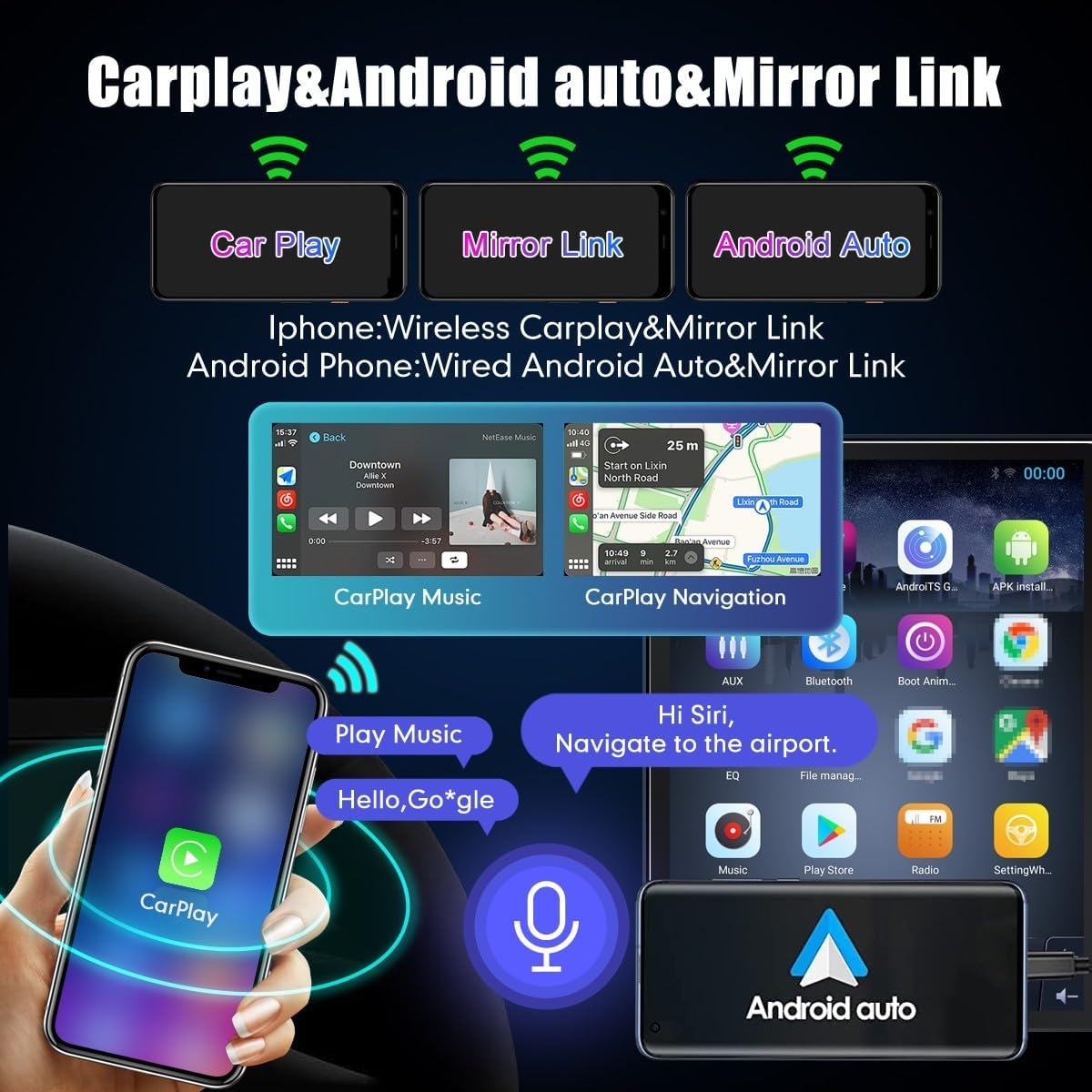Kunfine Tesla Style Car CarPlay Android Auto Navigation Stereo GPS Radio Reverse Camera 9.7" IPS Touchscreen Headunit Tablet Media Player For Peugeot 301 13-22 if Applicable Octa Core 6G+128G Advanced