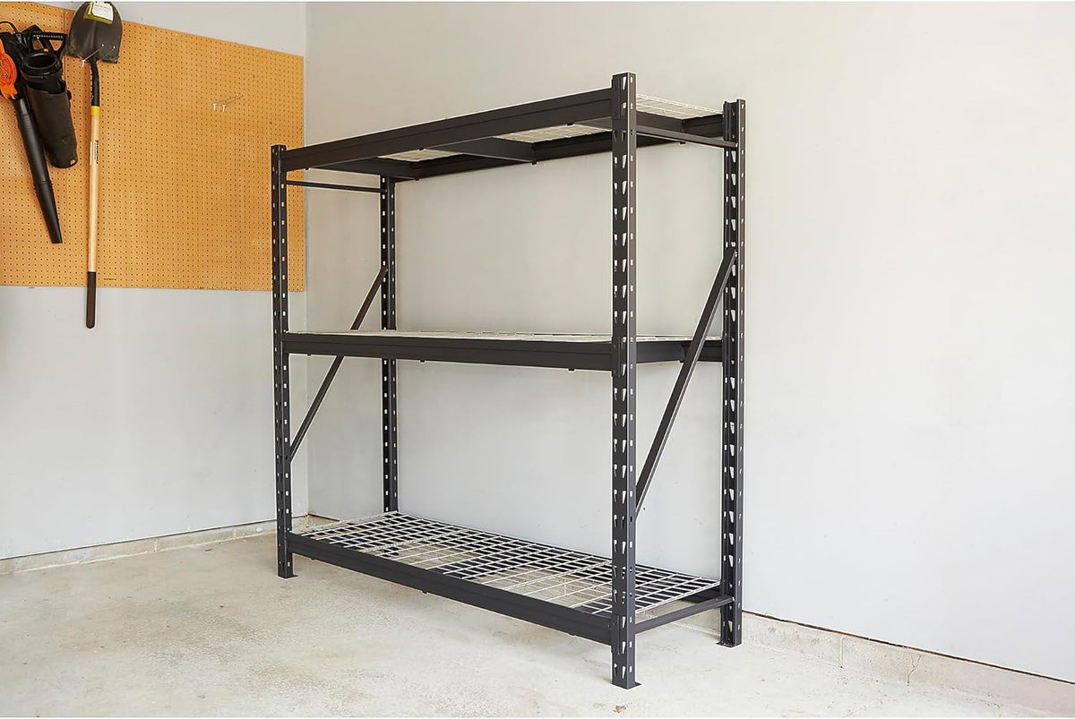 Ironton Industrial Shelving Rack, 3 Storage Shelves Steel Construction 3-Tier Rack with 2000-Lb Load Capacity Per Shelf, Garage Storage Rack