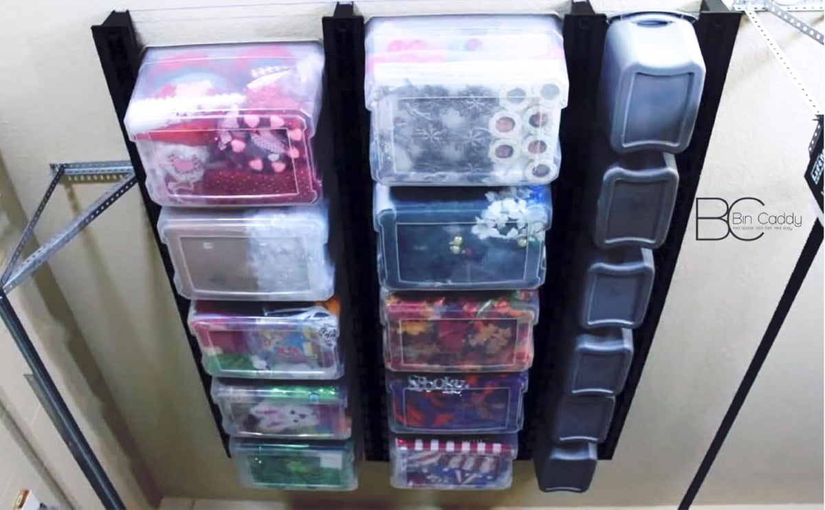 Overhead, Space-Saving Storage Tote Organizational Solution for Garage, Basement, Small Spaces