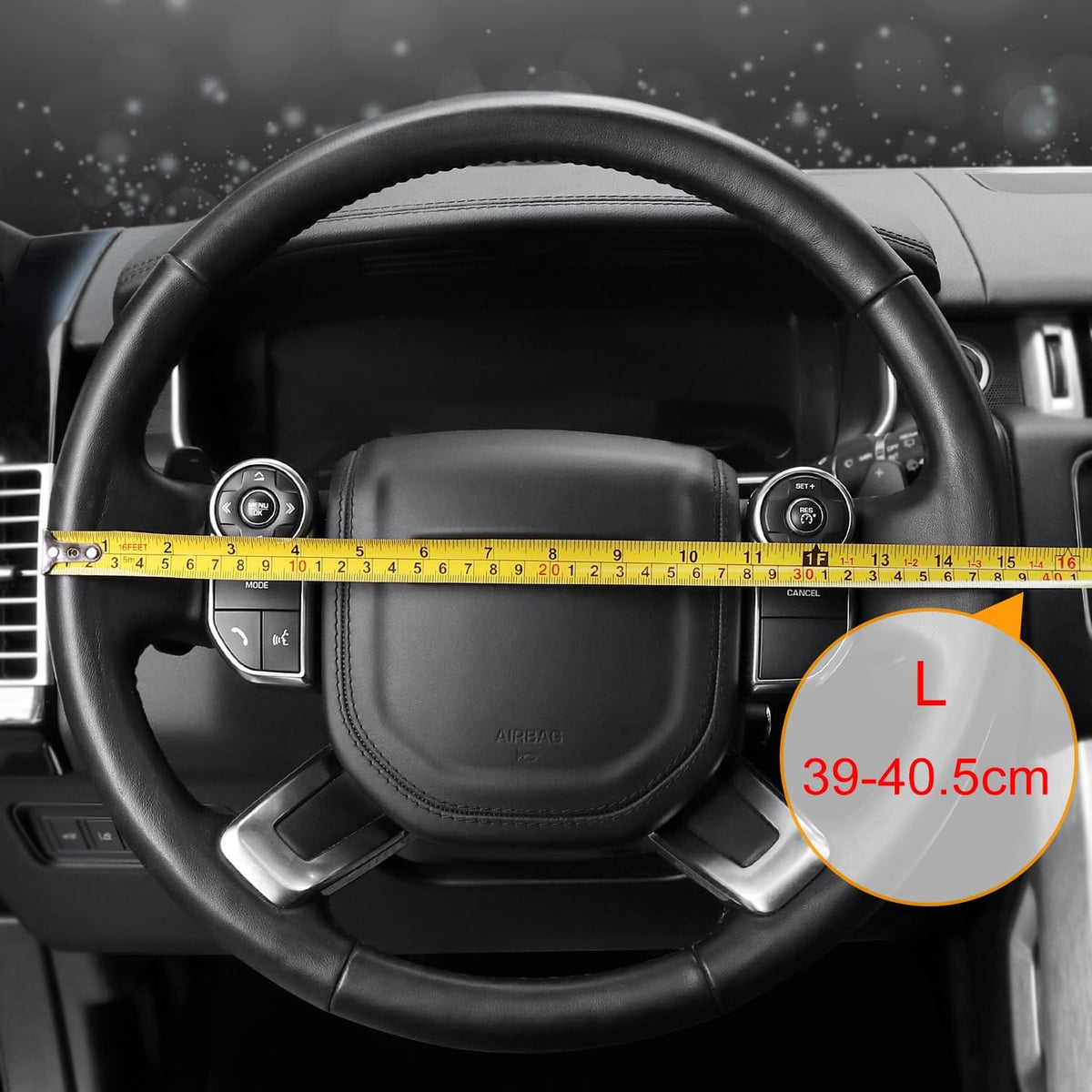 COFIT Breathable Car Steering Wheel Cover 16 inch Auto Universal Leather Wrap Non-Slip Steeringwheel Protector Automotive Interior Accessories, Grey (Suit for 15.5-16 inch)